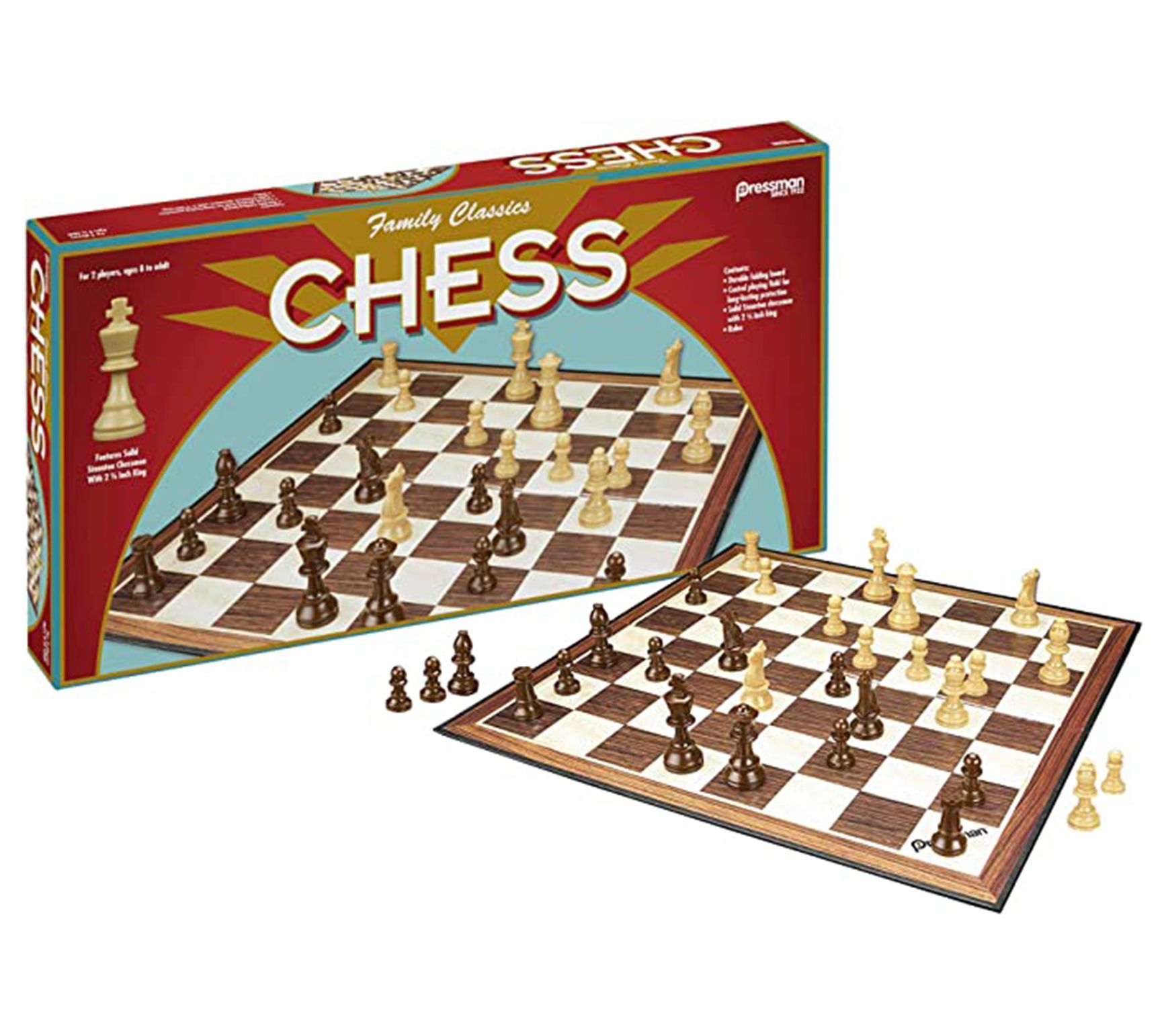 Classic Games Collection Inlaid Wood Chess Set With 3 King 