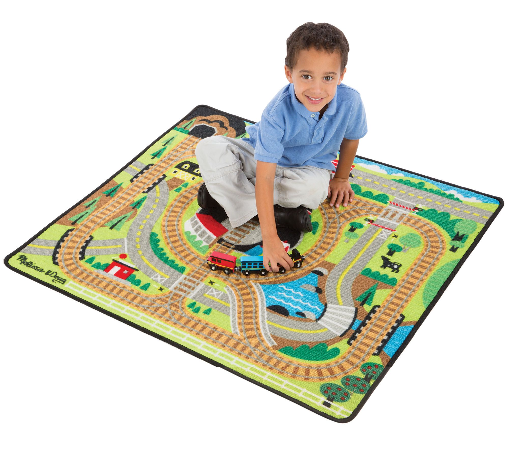 Melissa & Doug Round the Rails Train Rug - QVC.com