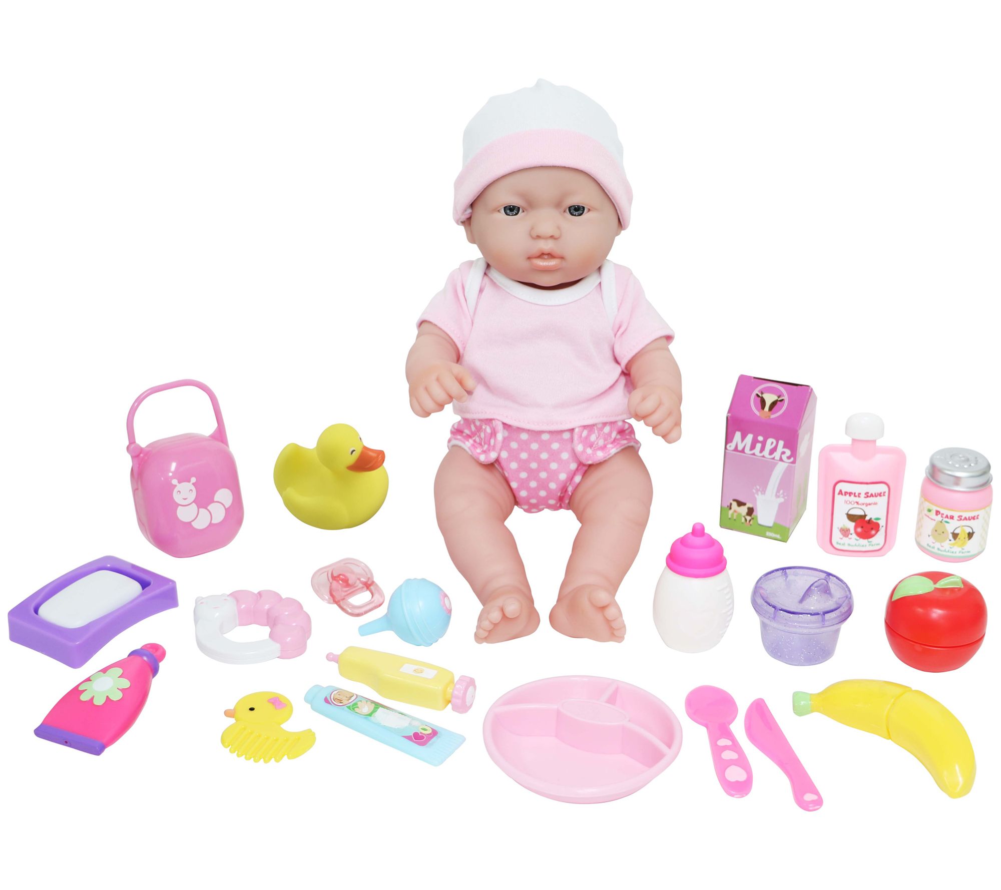 JC Toys La Newborn Nursery 12" Caucasian Baby Doll 25 Pieces