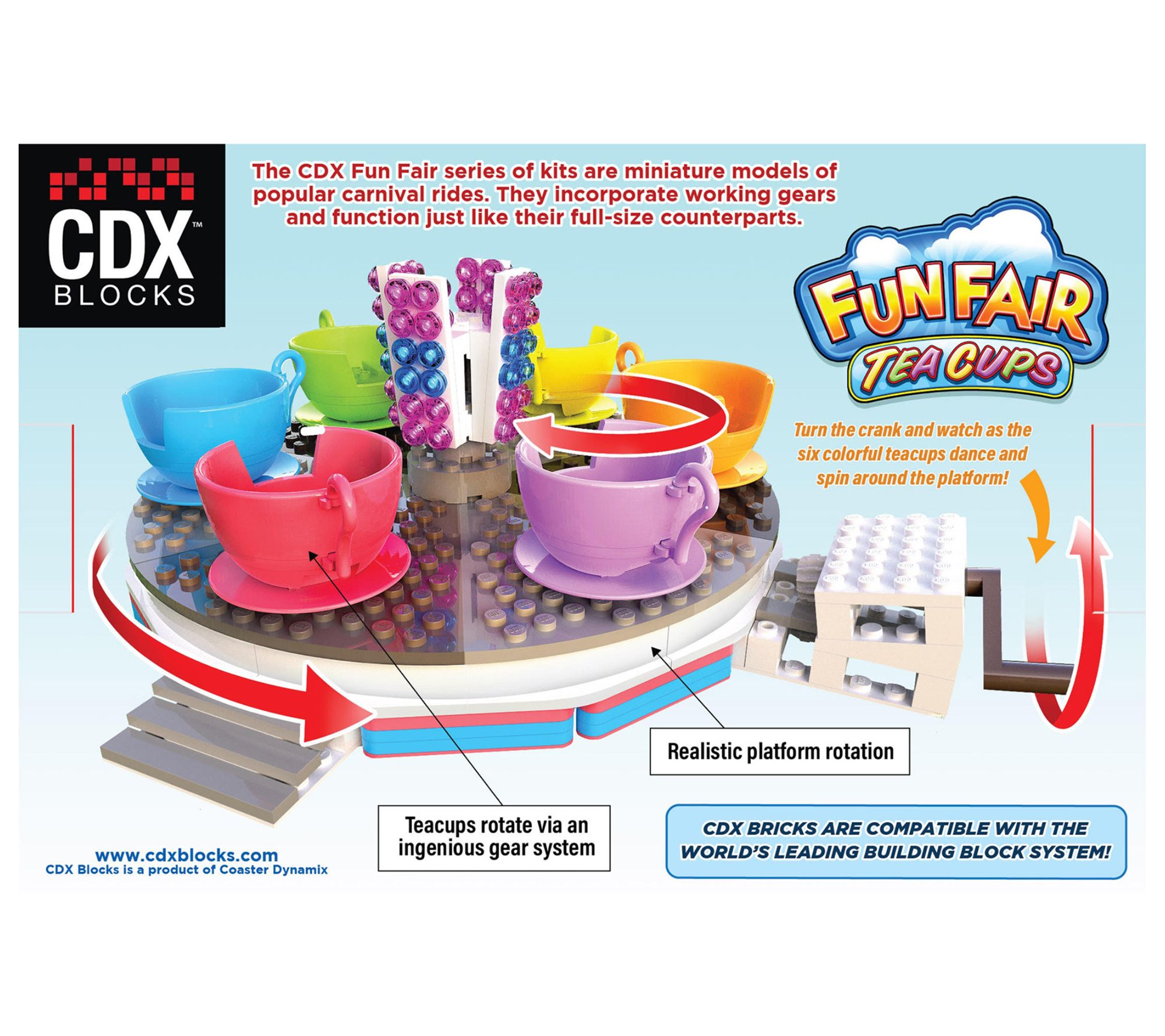 Coaster Dynamix CDX Blocks - Fun Fair Tea Cups Ride - QVC.com