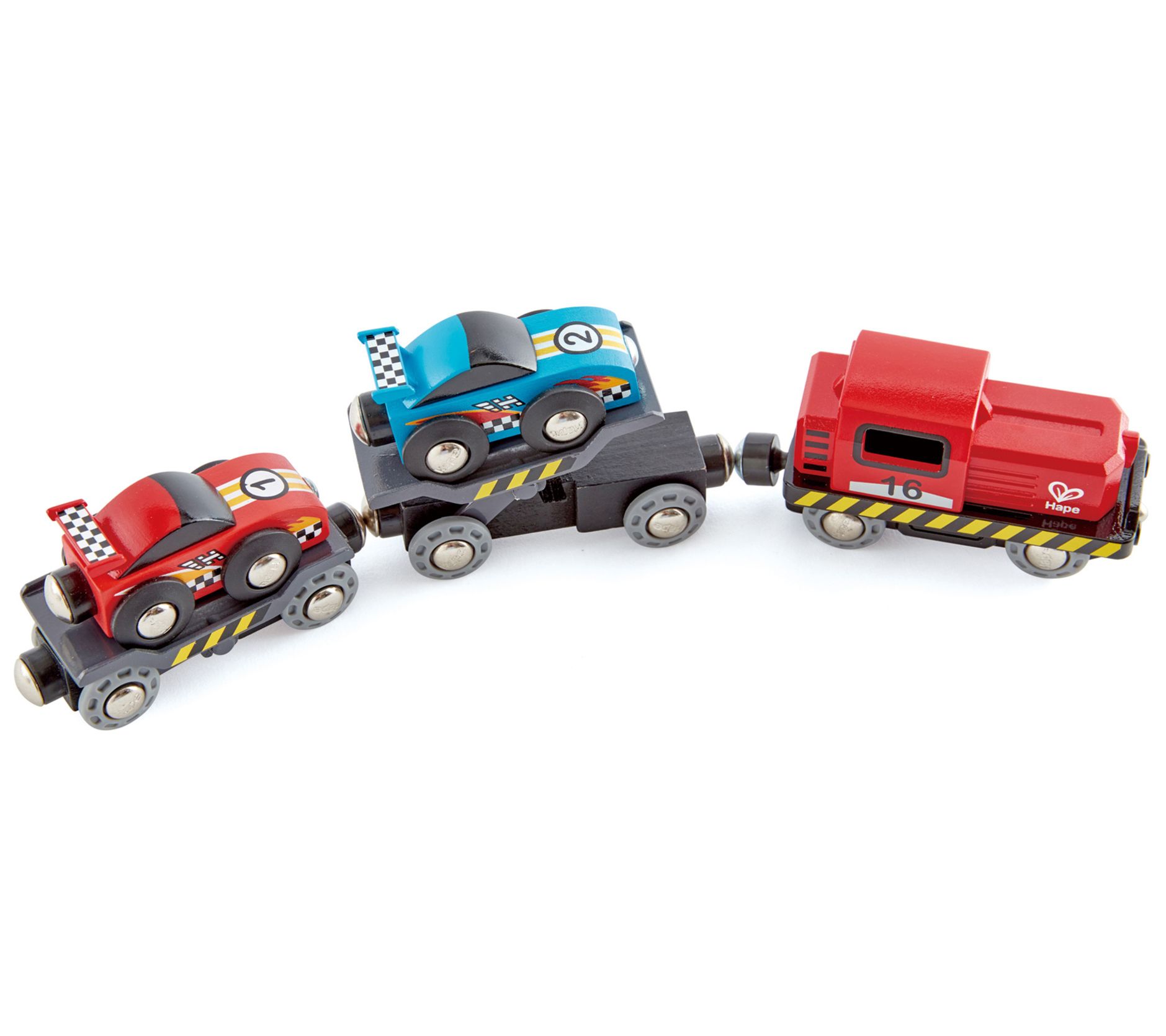 Hape Race Car Transporter - 6 Pc Set