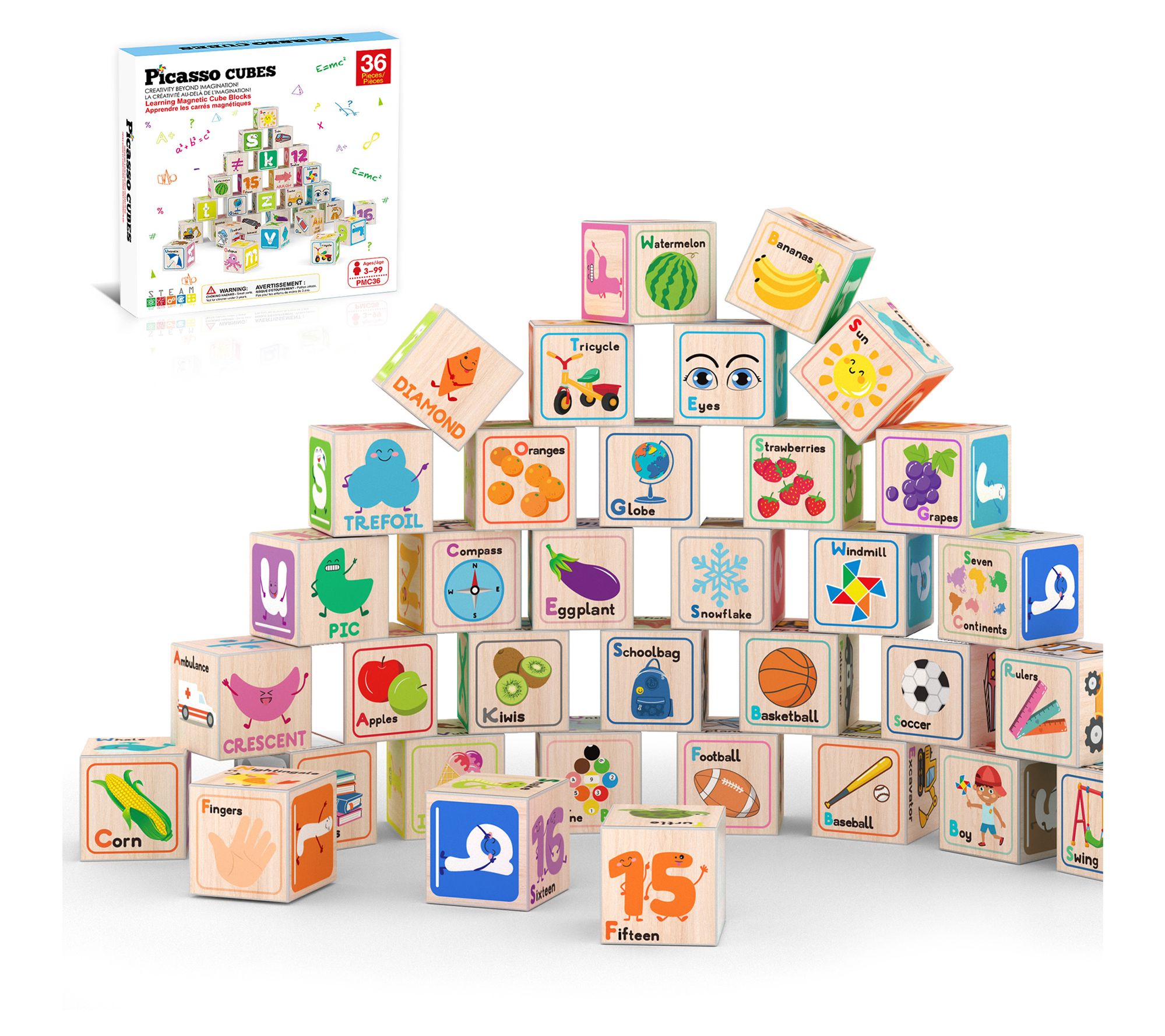 PicassoTiles Magnetic Alphabet and Number Building Blocks