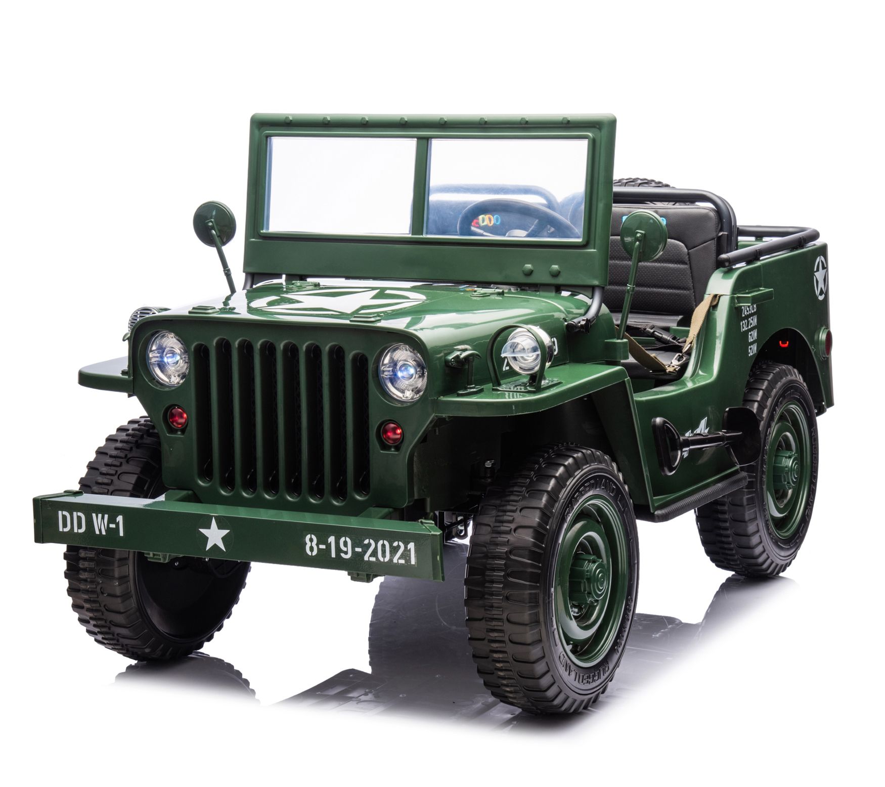 Freddo 24V Military-Style Willy Jeep 3-Seater Rde On