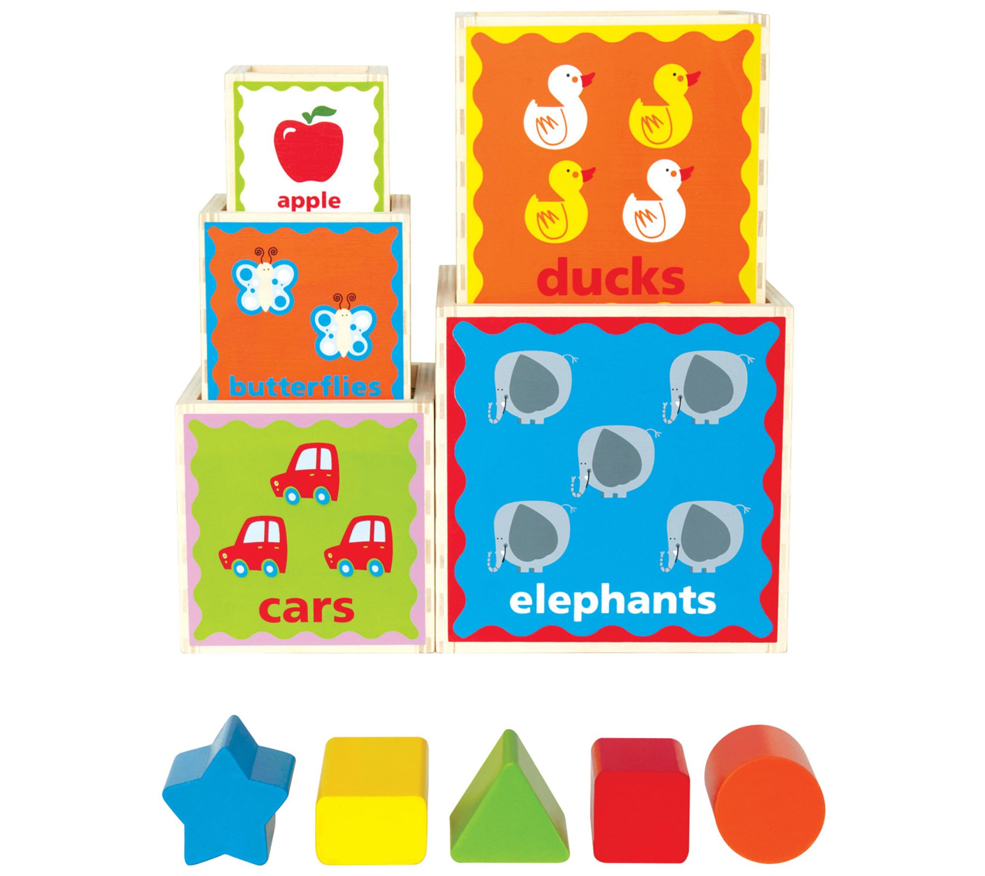 Hape Pyramid of Play 5 Wooden Nesting Blocks &Boxes