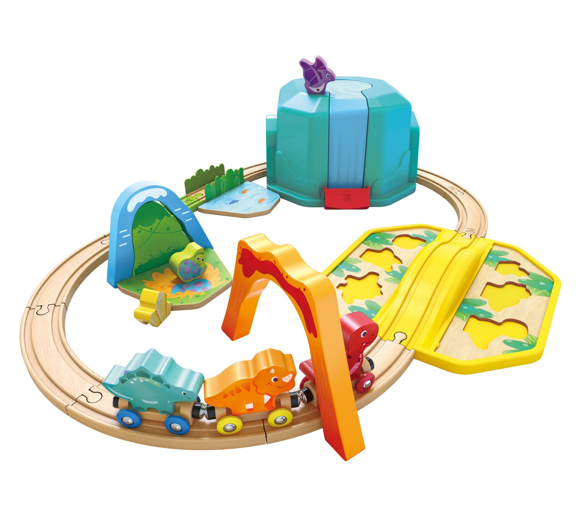 Hape Dinosaur Wooden Train & Puzzle Set