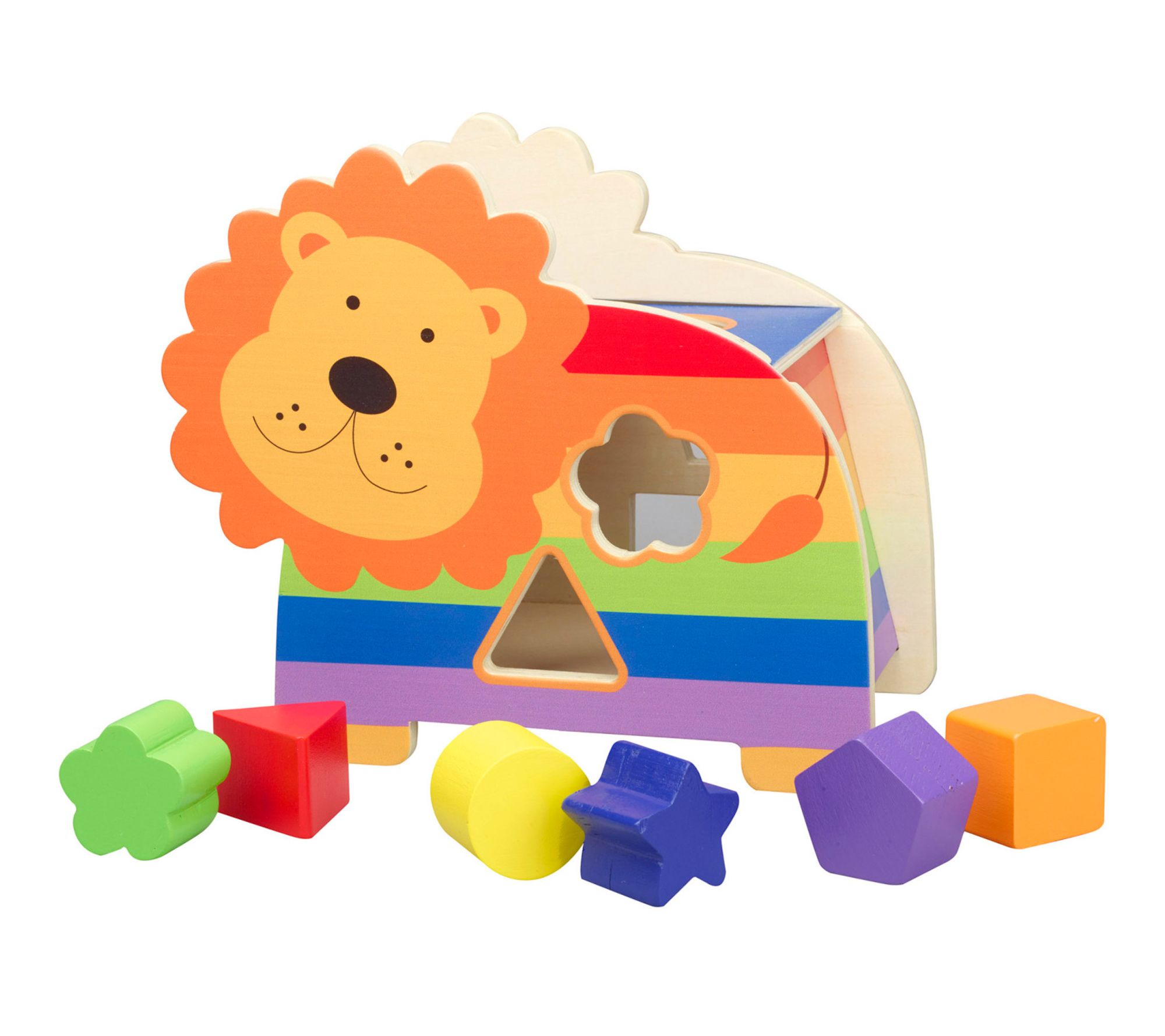 Orange Tree Toys Shape Sorter Lion Wooden Animal Sorter