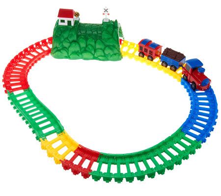 Twister Trax 13 ft. Train Set with Remote Control Lighted Train - QVC.com