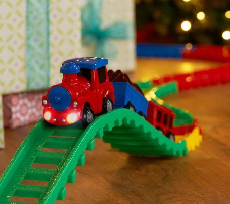 Twister Trax 13 ft. Train Set with Remote Control Lighted Train - QVC.com