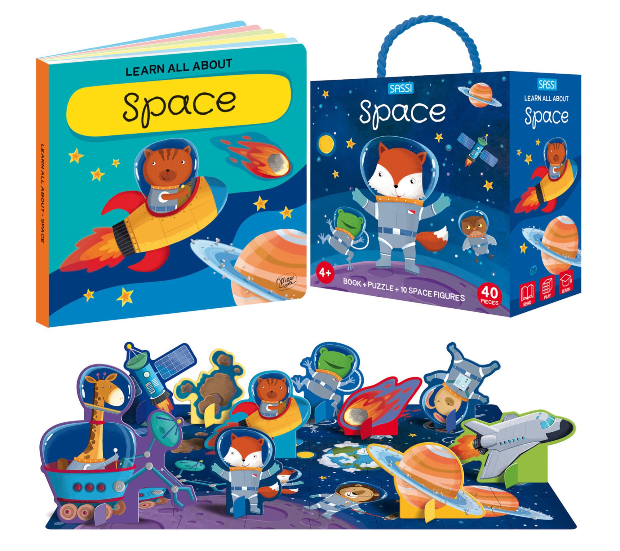 Sassi: Q-Box - Space - Read-Play-Learn Galaxy Set, 40pc Puzzle