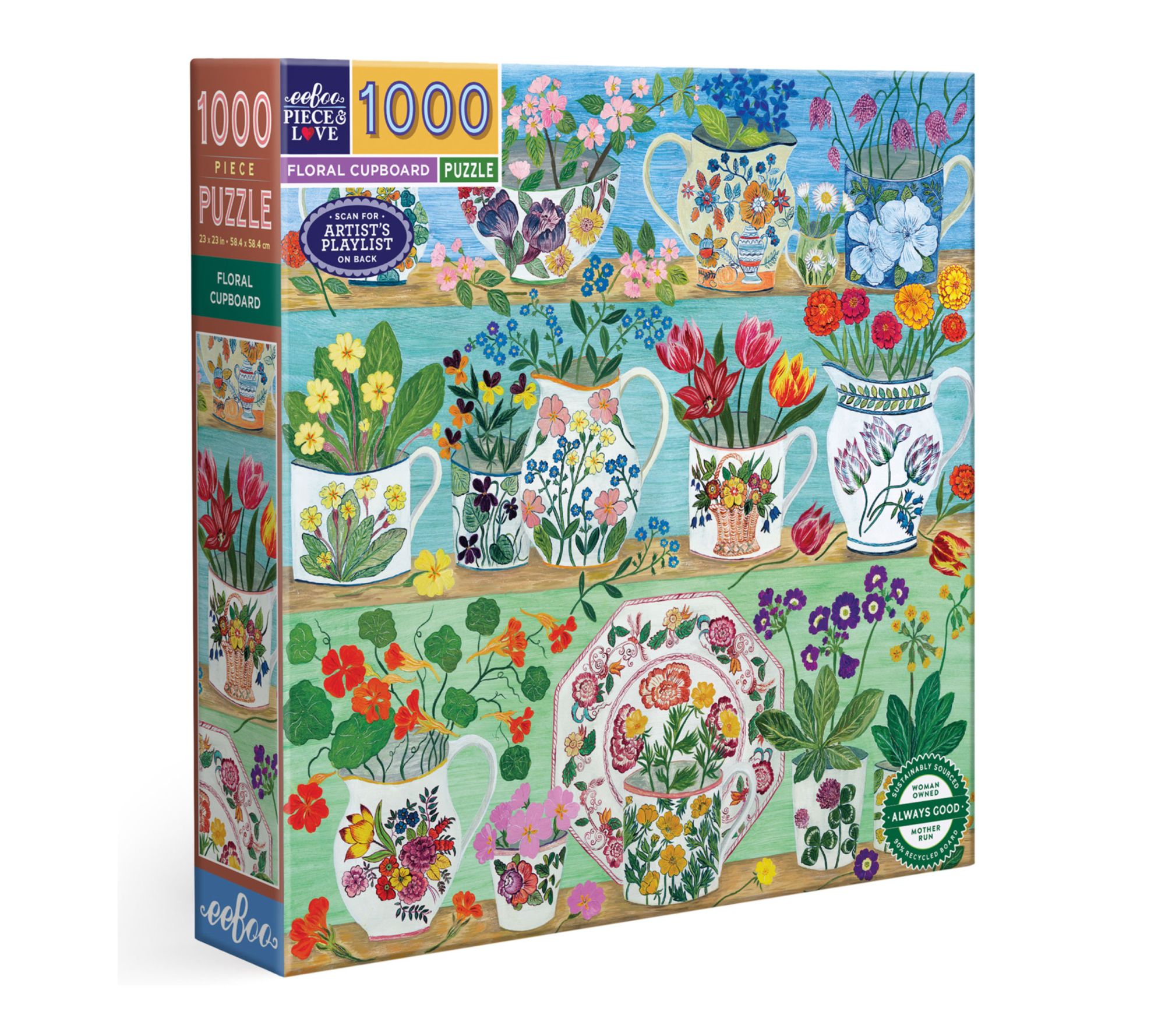 ぱぴぷー eeBoo Piece & Love Floral Cupboard, 1000 PiecePuzzle - QVC.com