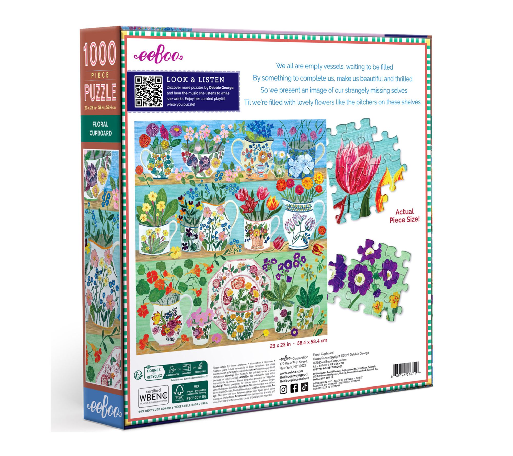 ぱぴぷー eeBoo Piece & Love Floral Cupboard, 1000 PiecePuzzle - QVC.com