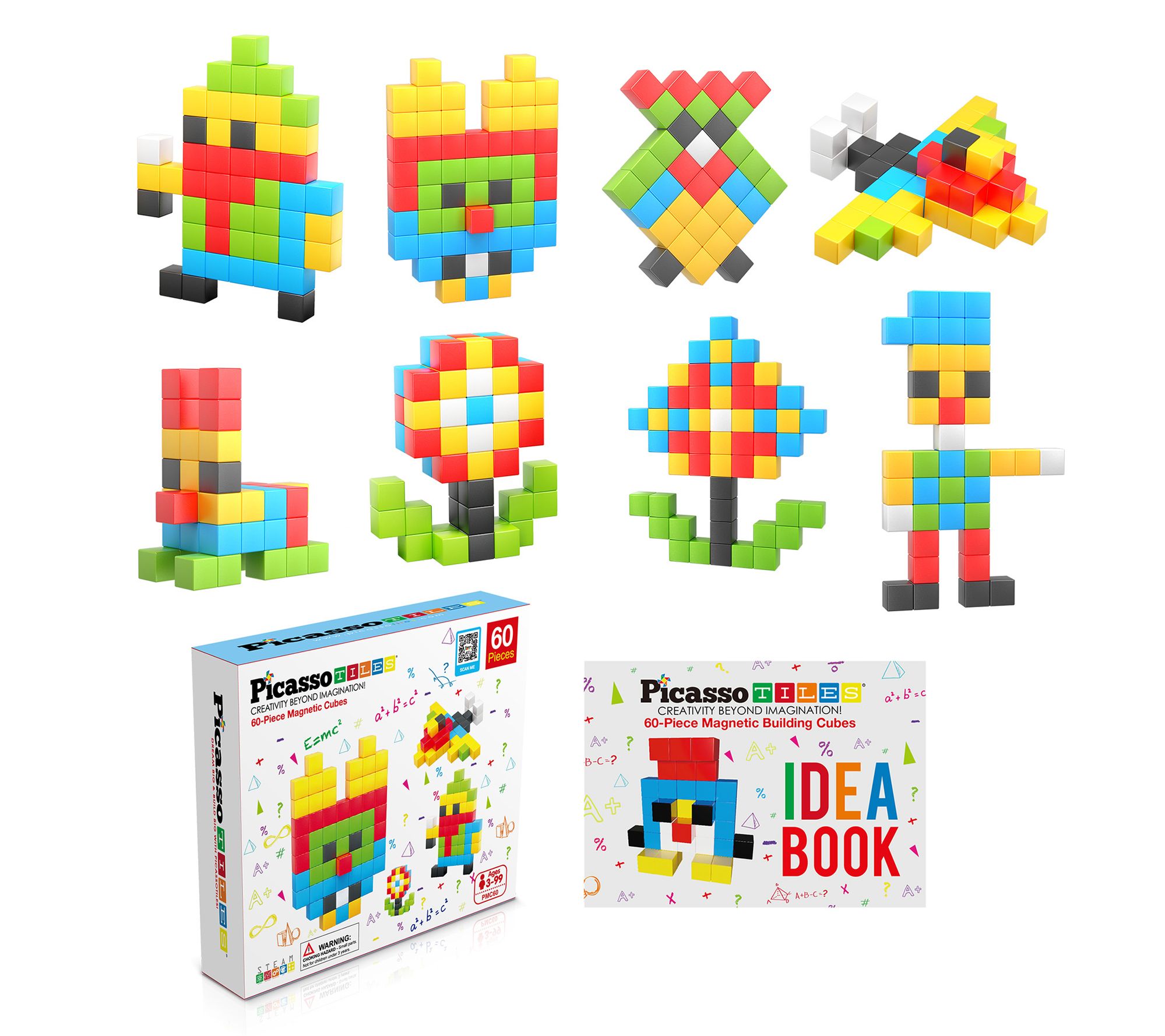 PicassoTiles 60 Piece Magnetic Puzzle Cube Playset