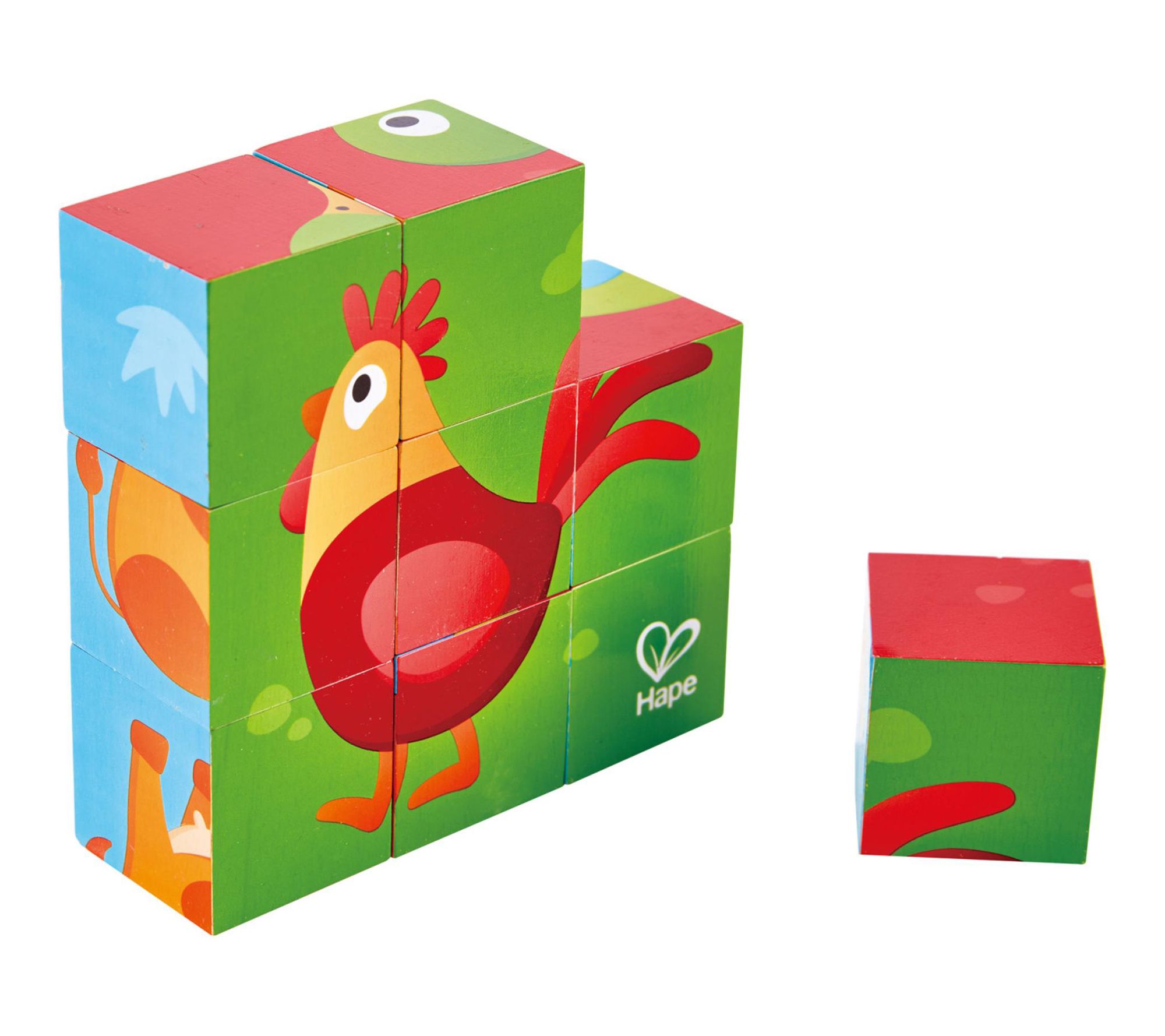 Hape Farm Animal Block Puzzle 9pc Wooden Stacking Block Puzzle