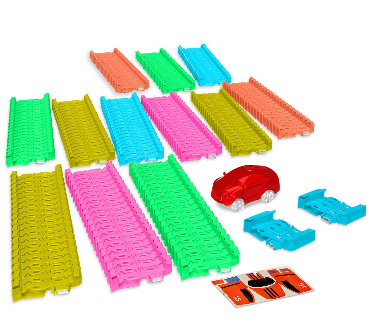 Neon Glow Magna Magna Tracks 12 Piece Magnetic Tracks & 1 LED Car