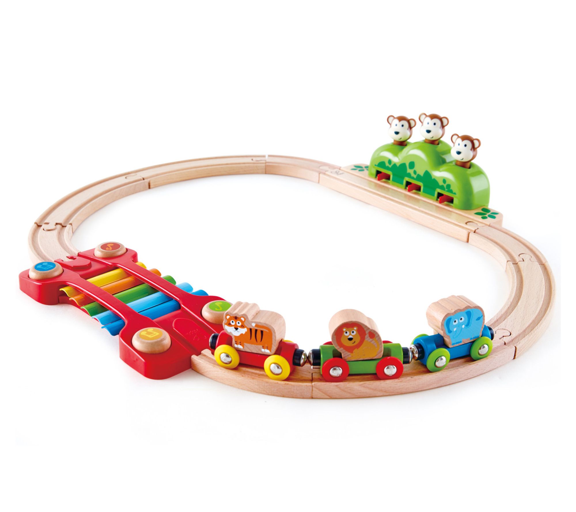 Hape Music & Monkeys Railway Wooden Train Set