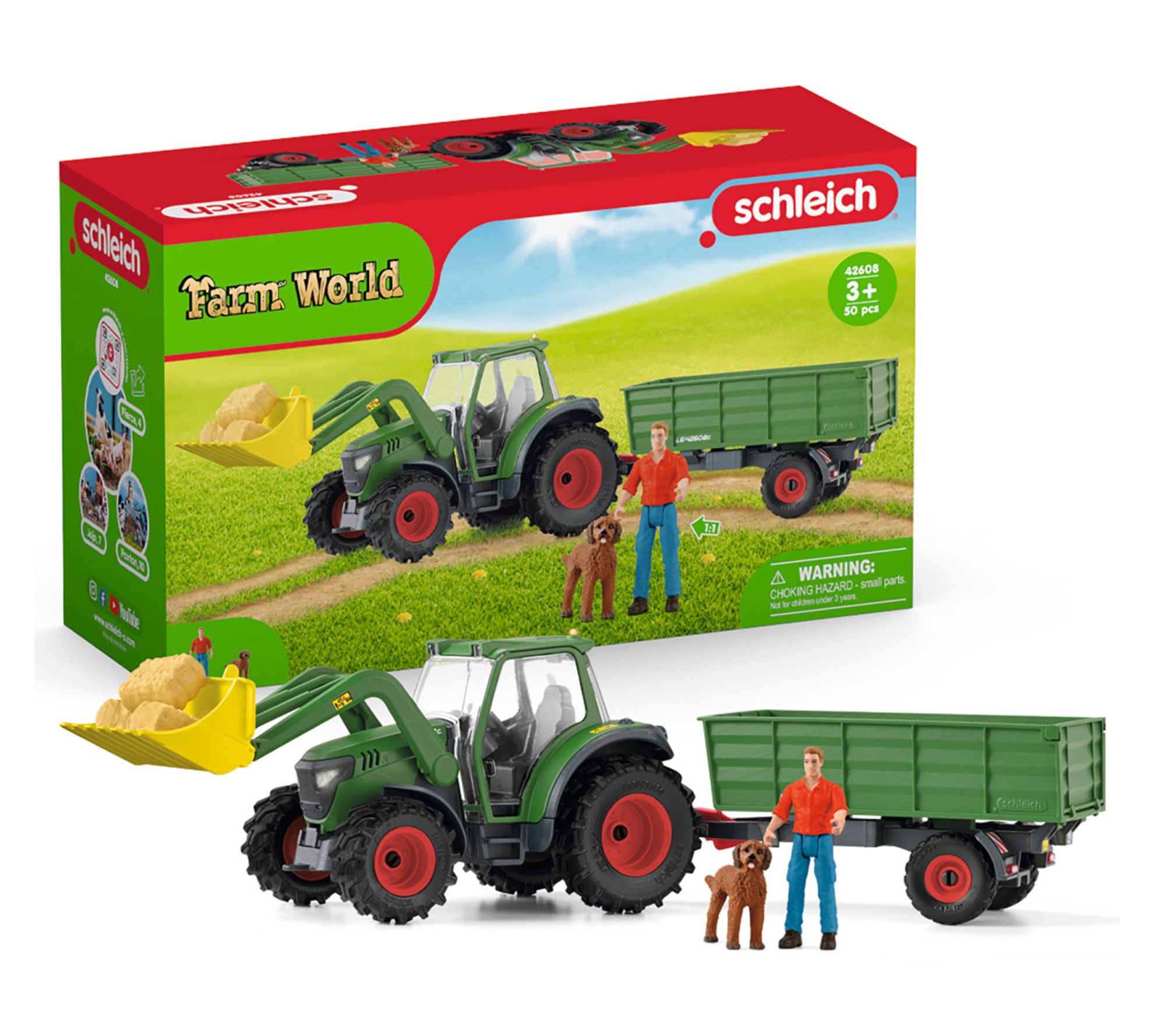 Schleich Farm World Tractor With Trailer Playset