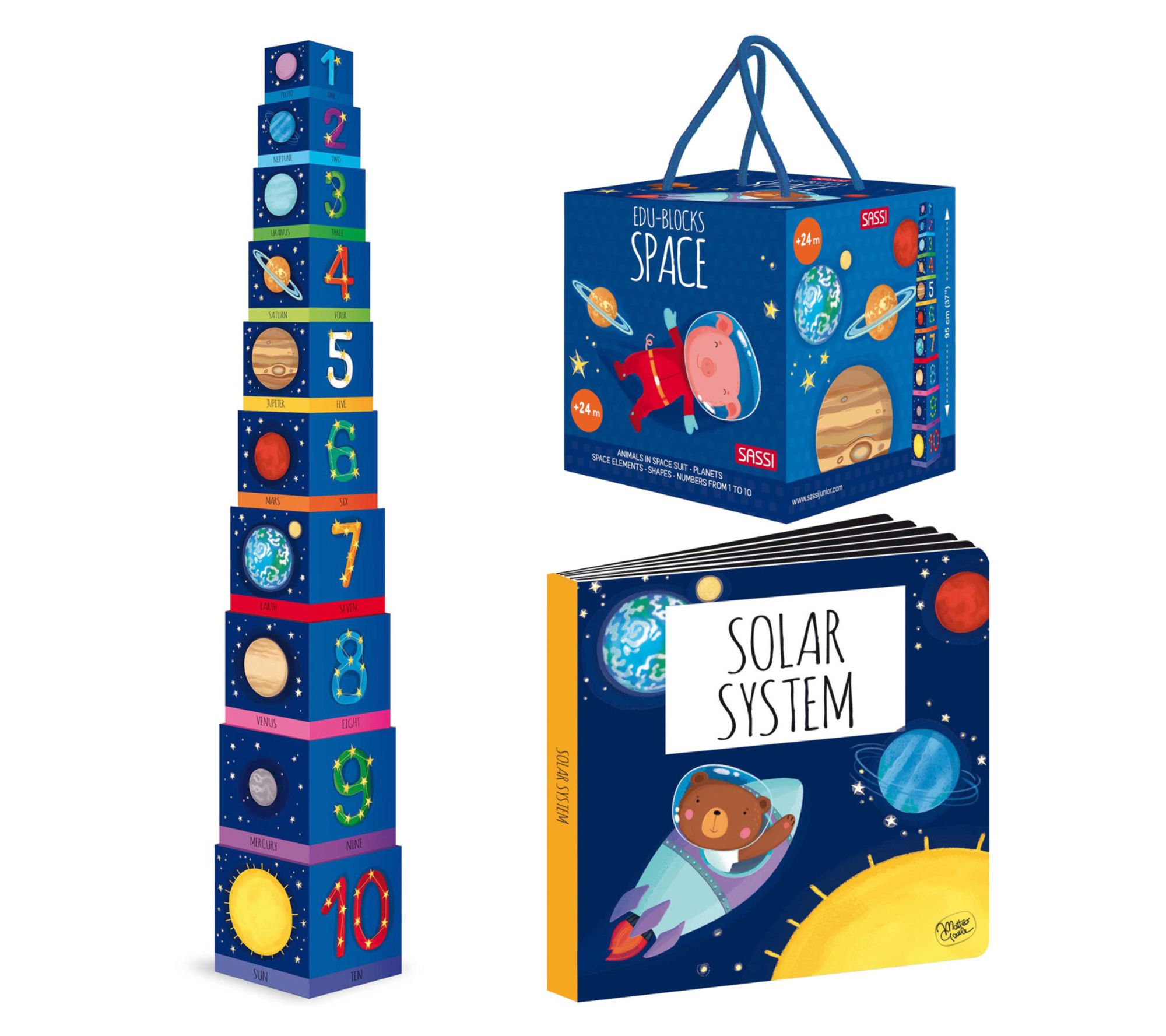 Sassi: Edu-Blocks - Space - 10 Stacking Cubes &Booklet Set