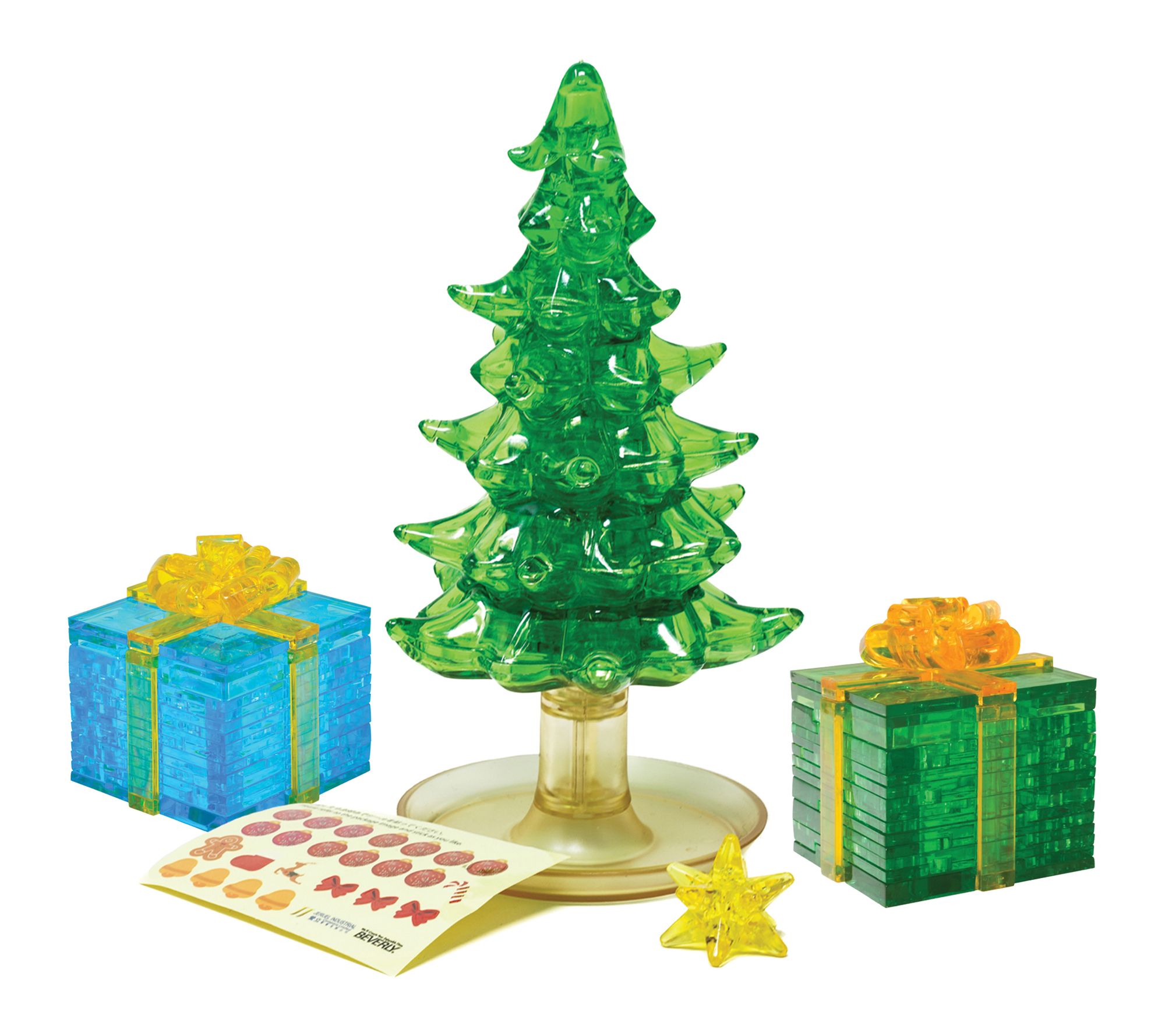 3D Crystal Puzzle - Classic Christmas Green & Blue Trio: 145 P
