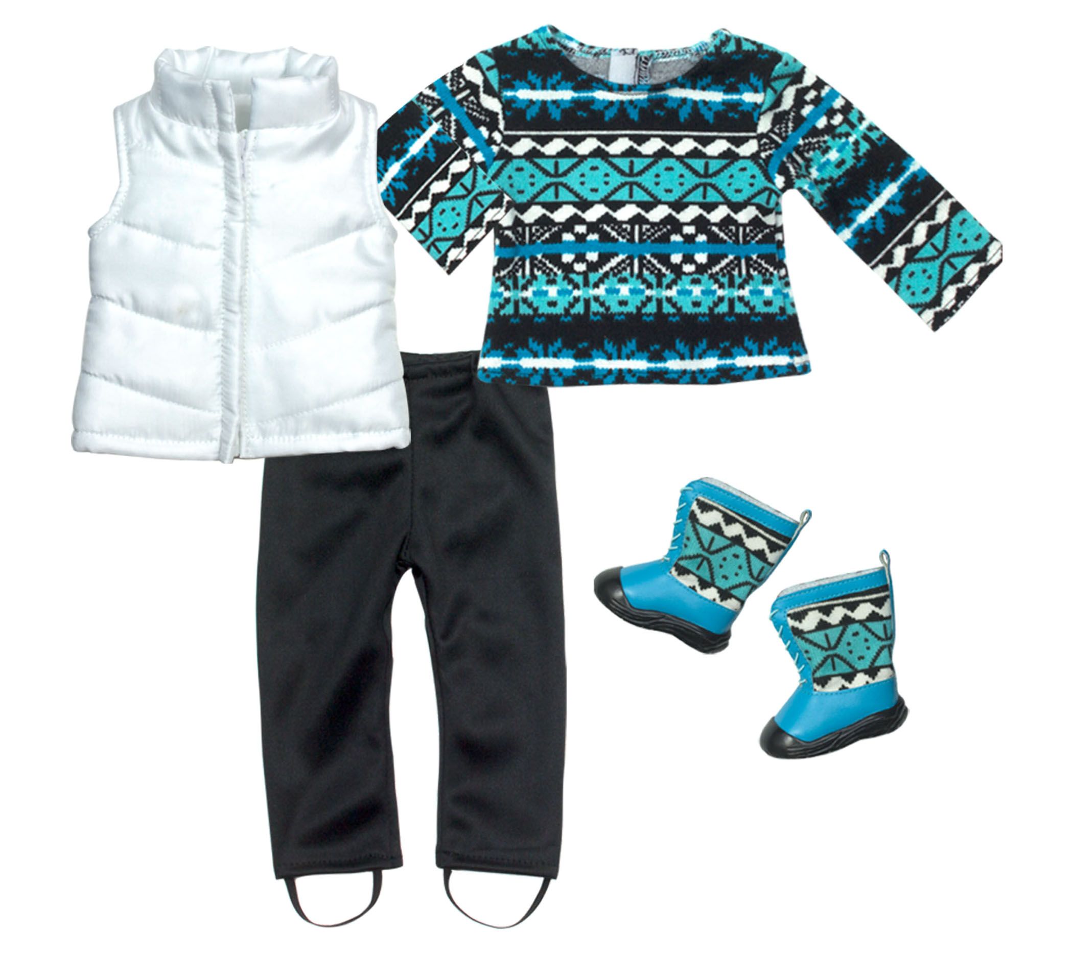  Sophia's 18" Doll Print Knit Sweater, LeggingsVest Blue