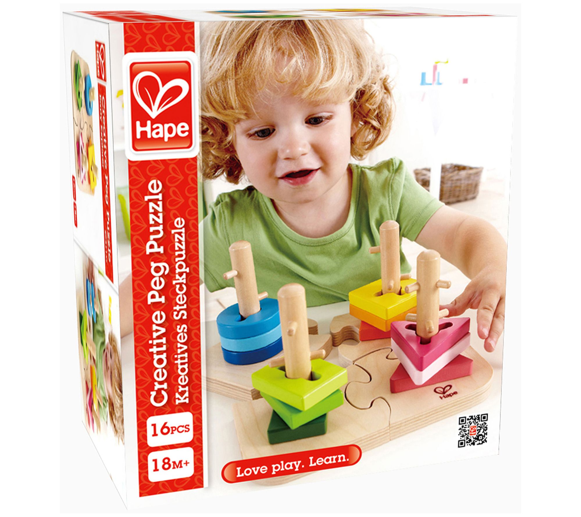 Hape Creative Stacking Shape Peg Puzzle - 16 Pi eces - QVC.com