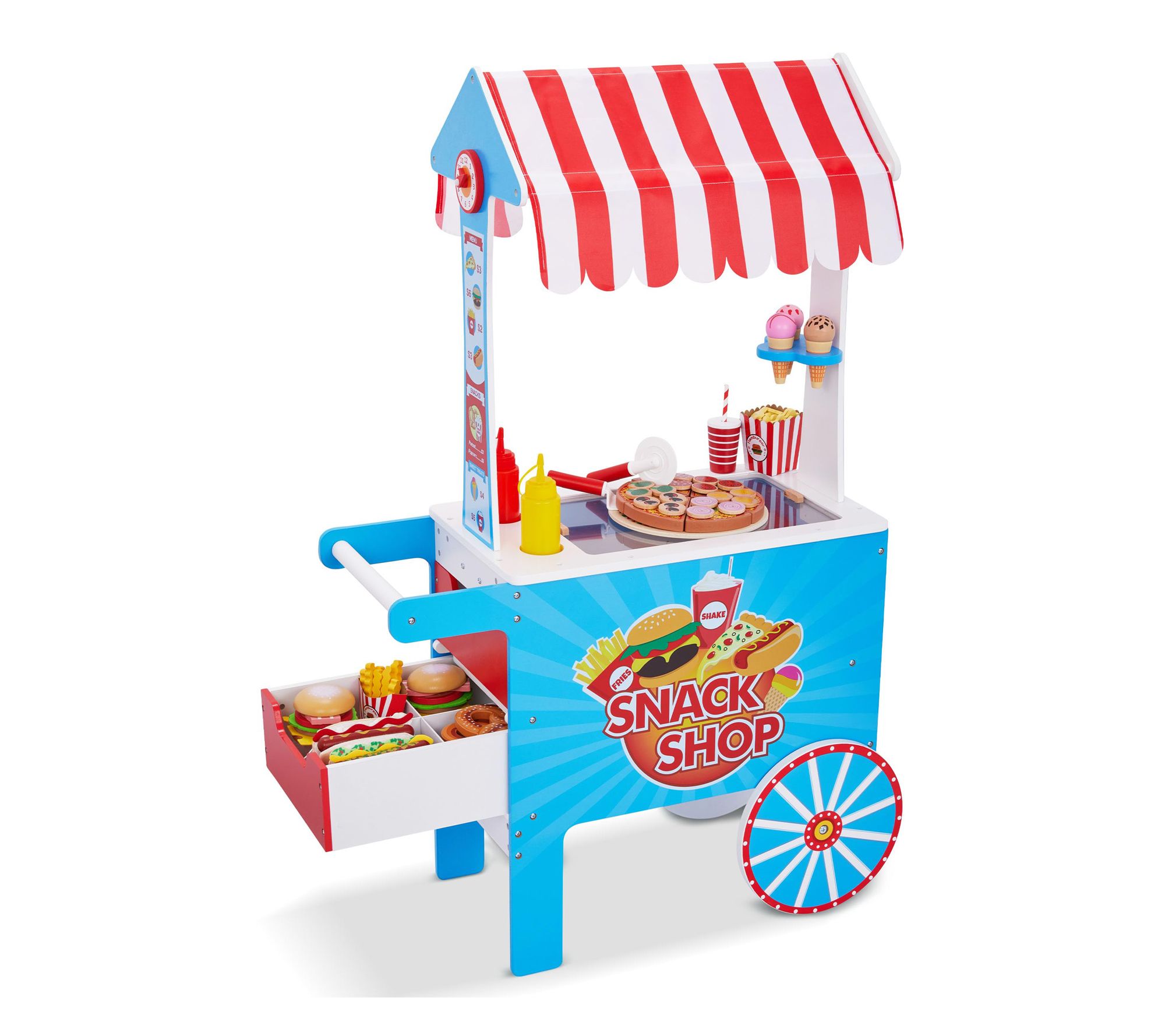 Lil' Jumbl Wooden Snack Cart Playset For Kids in Blue