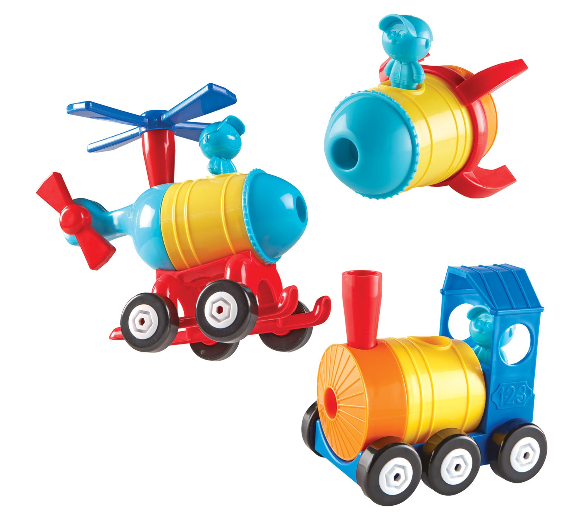 Learning Resources 1-2-3 Build It Train-Rocket-Helicopter Set