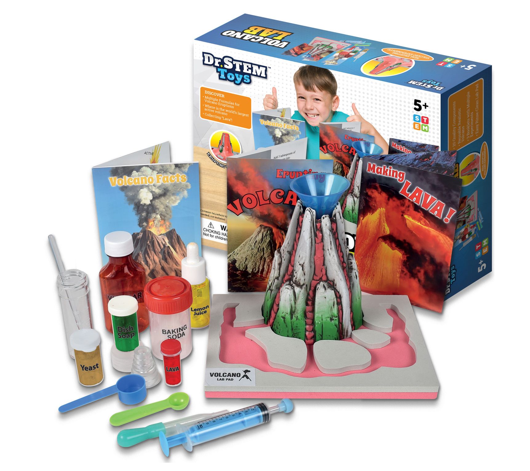 Dr. STEM Volcano Lab Kit, Erupting Experimentswith Foam Pad