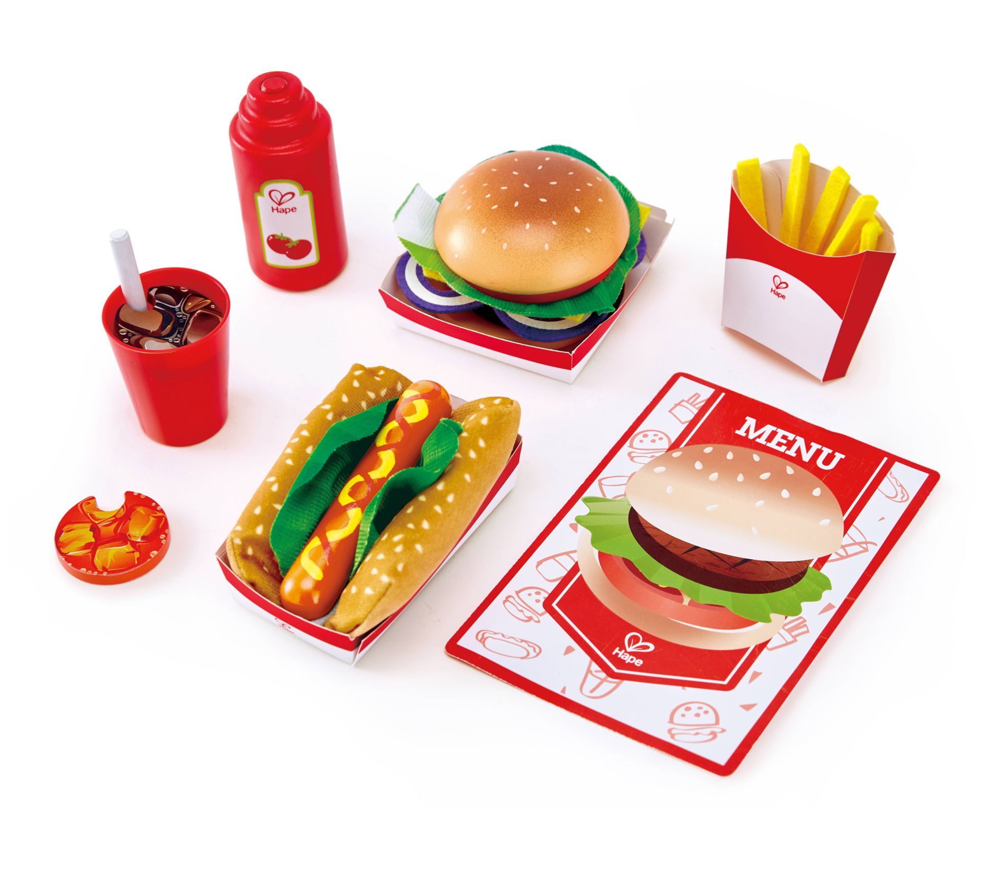 Hape Kitchen Food Playset Fast Food - 27 pcs