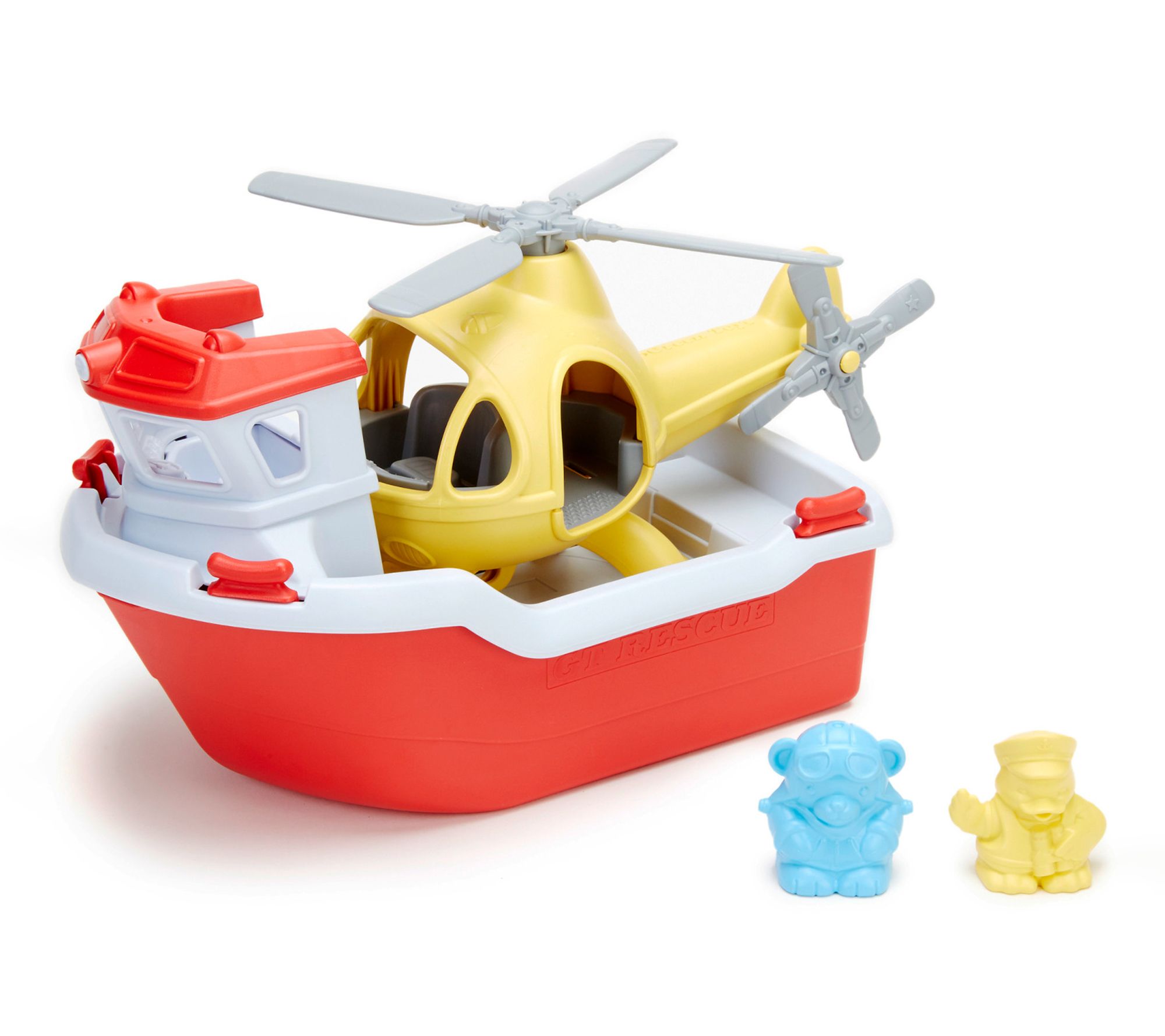 Green Toys: Rescue Boat & Helicopter Set - 2 Animal Figures