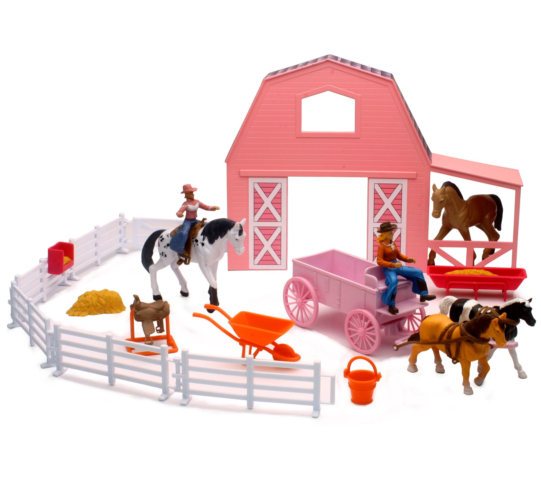 toy barn with horses