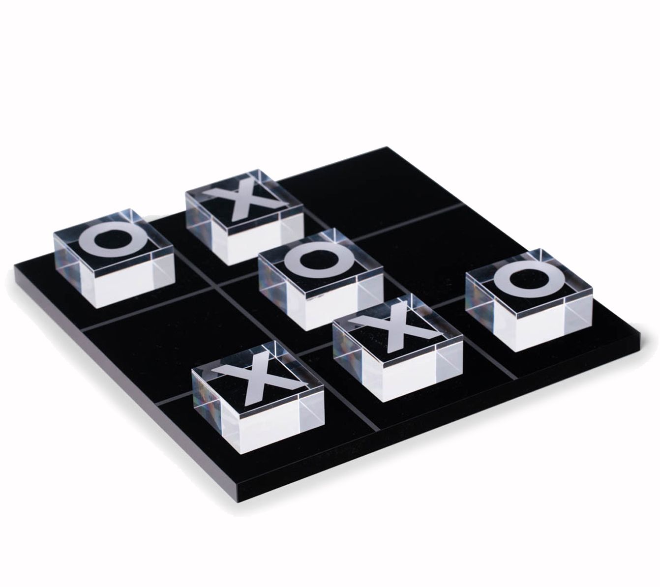 8 X 5 Glam Style Metallic Tic Tac Toe Game Set On Clear Acrylic