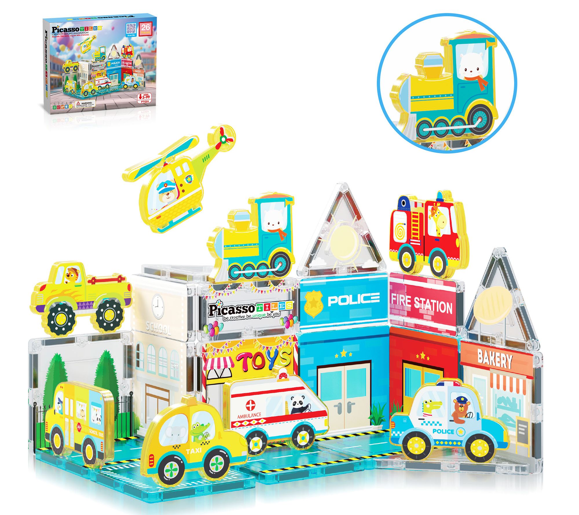PicassoTiles 26 Pieces Metro City Town MagneticBuilding Set