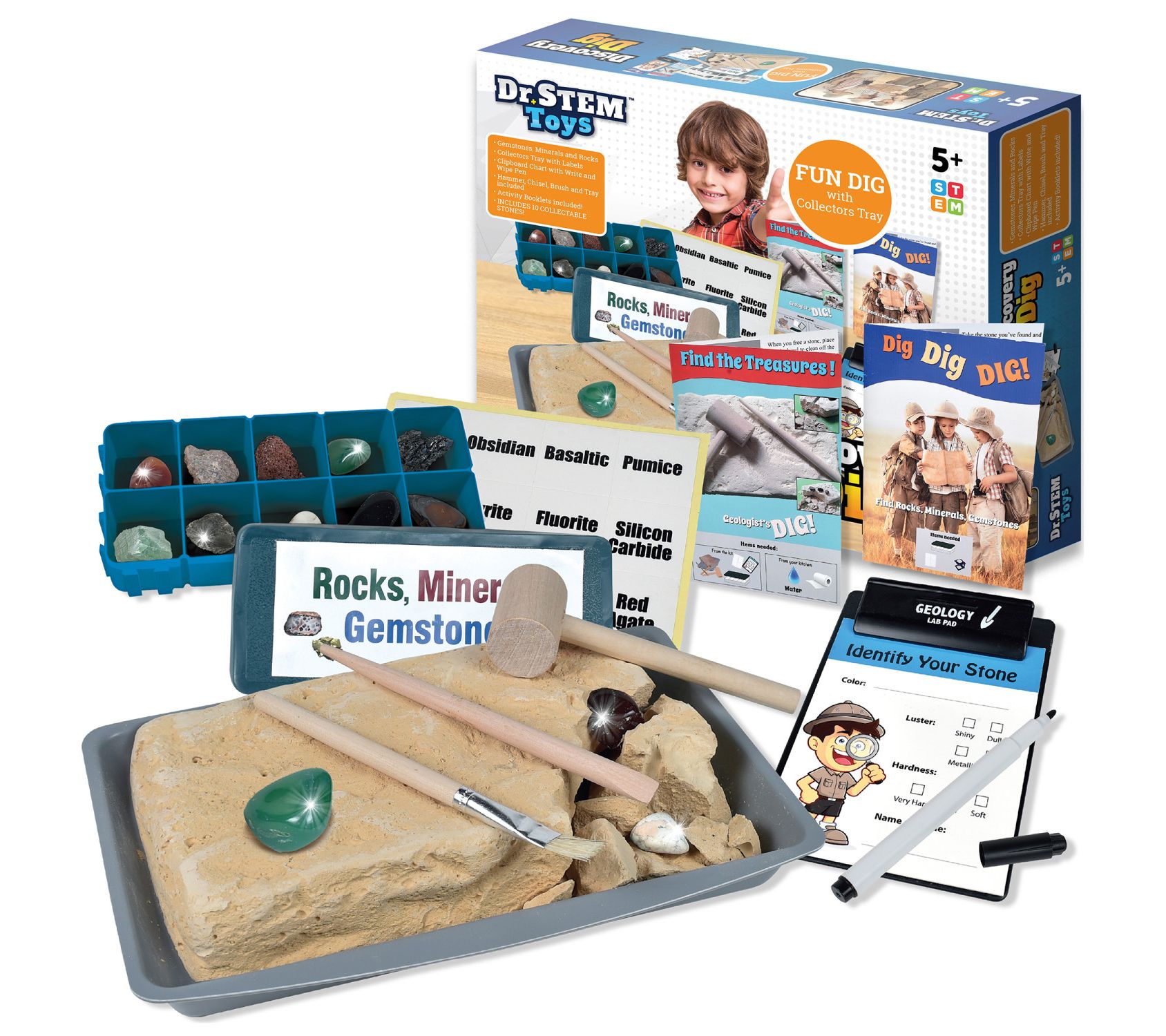 Dr. STEM Discovery Dig Kit, 21pc Rock, Mineral& Gemstone