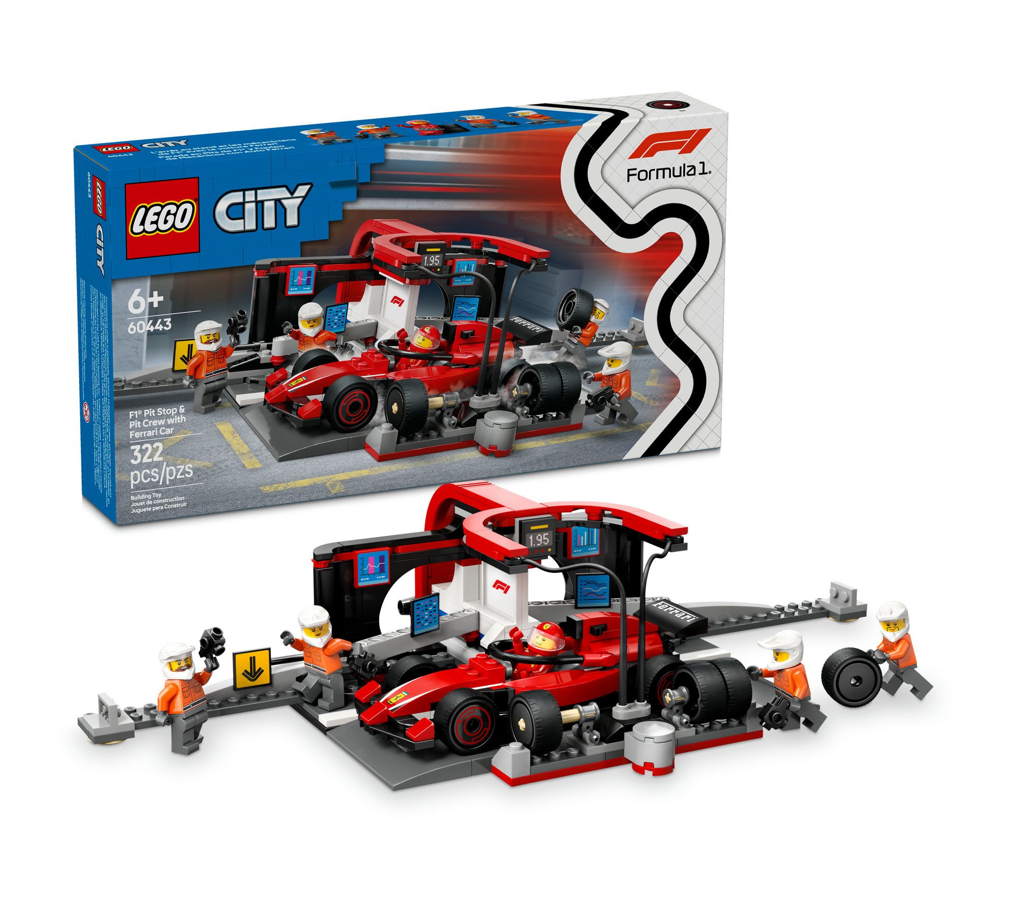 LEGO City F1 Pit Stop & Pit Crew w/ Ferrari Car322-Piece Set