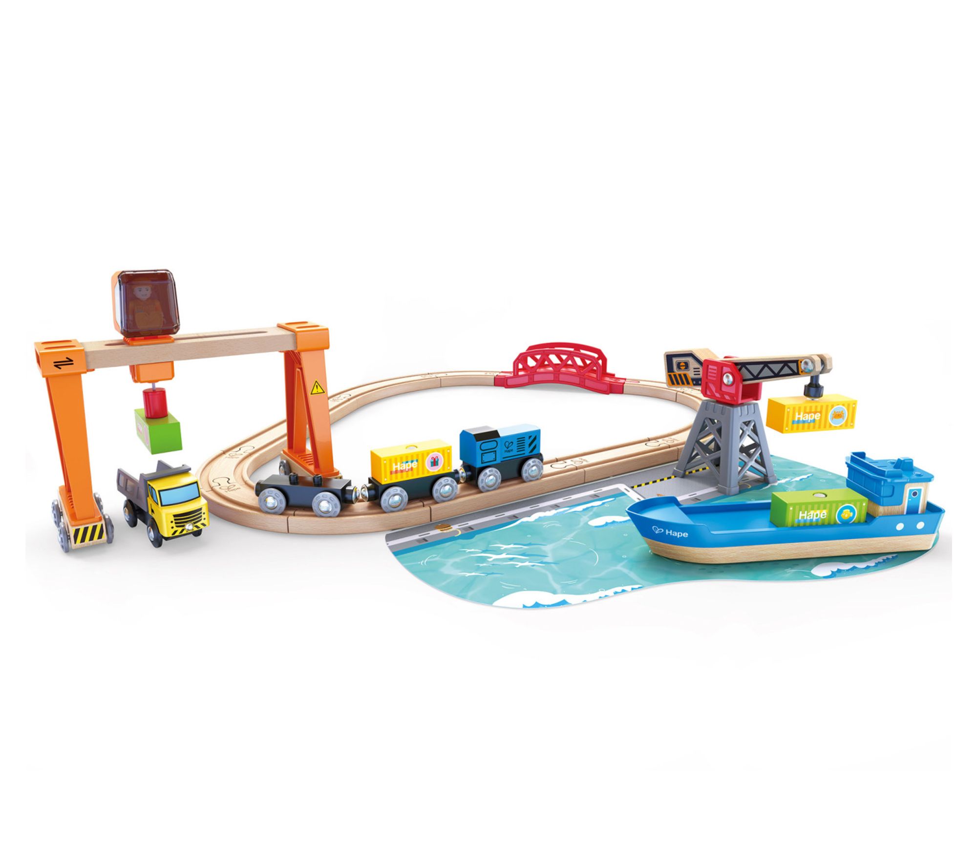 Hape Lift & Load Harbor Water Train Playset