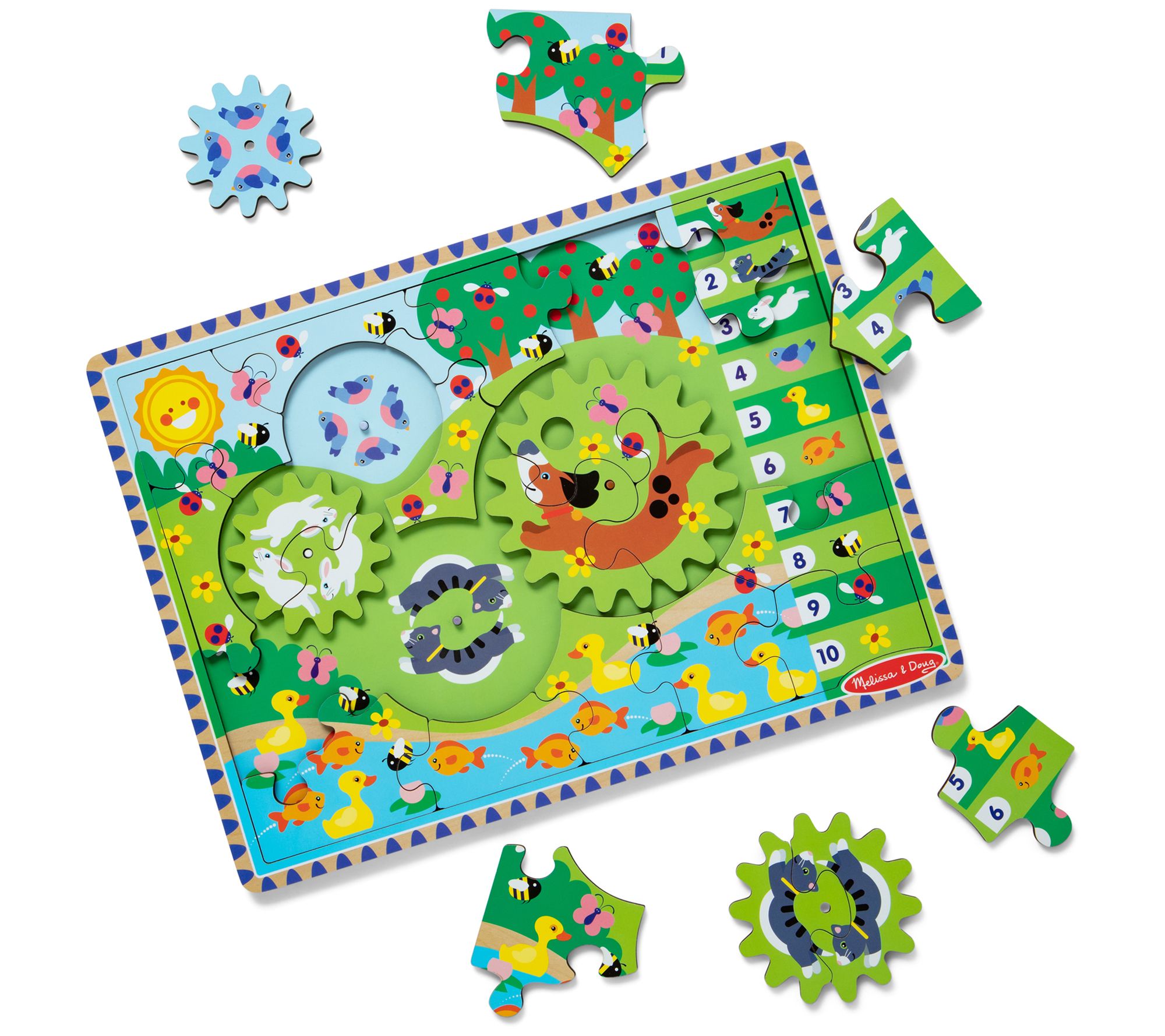 Melissa & Doug Animal Chase I-Spy Wooden Gear Puzzle