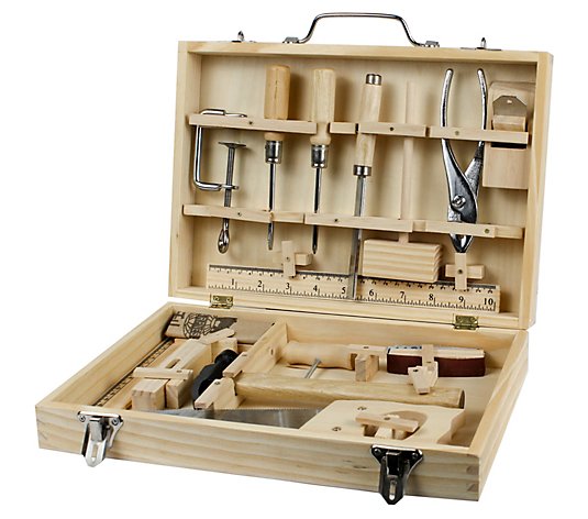 Homeware 16-Piece Metal Tool Kit with Wood Box 