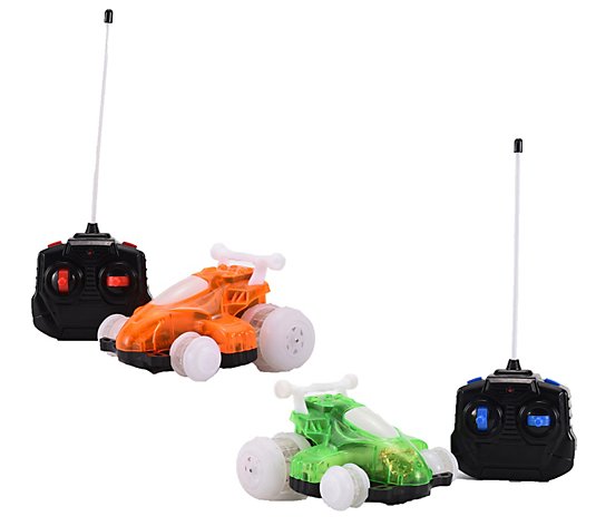 HoverQuads Set of 2 Remote Control Cars w/ Lights & Auto Stunt