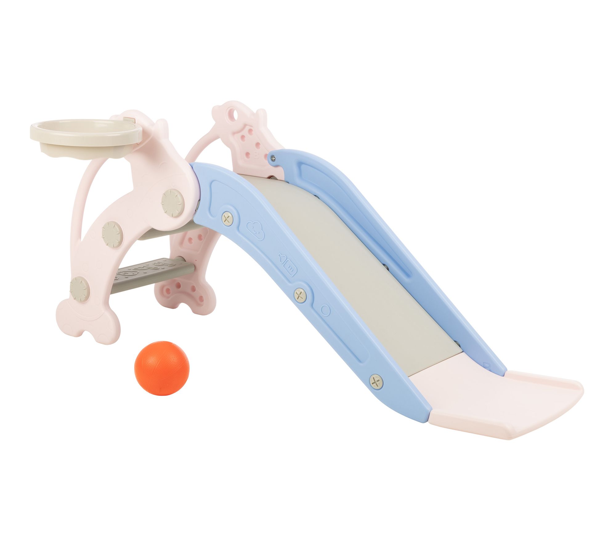 Hey Play Small Toddler Slide with Basketball Hoop and Ball