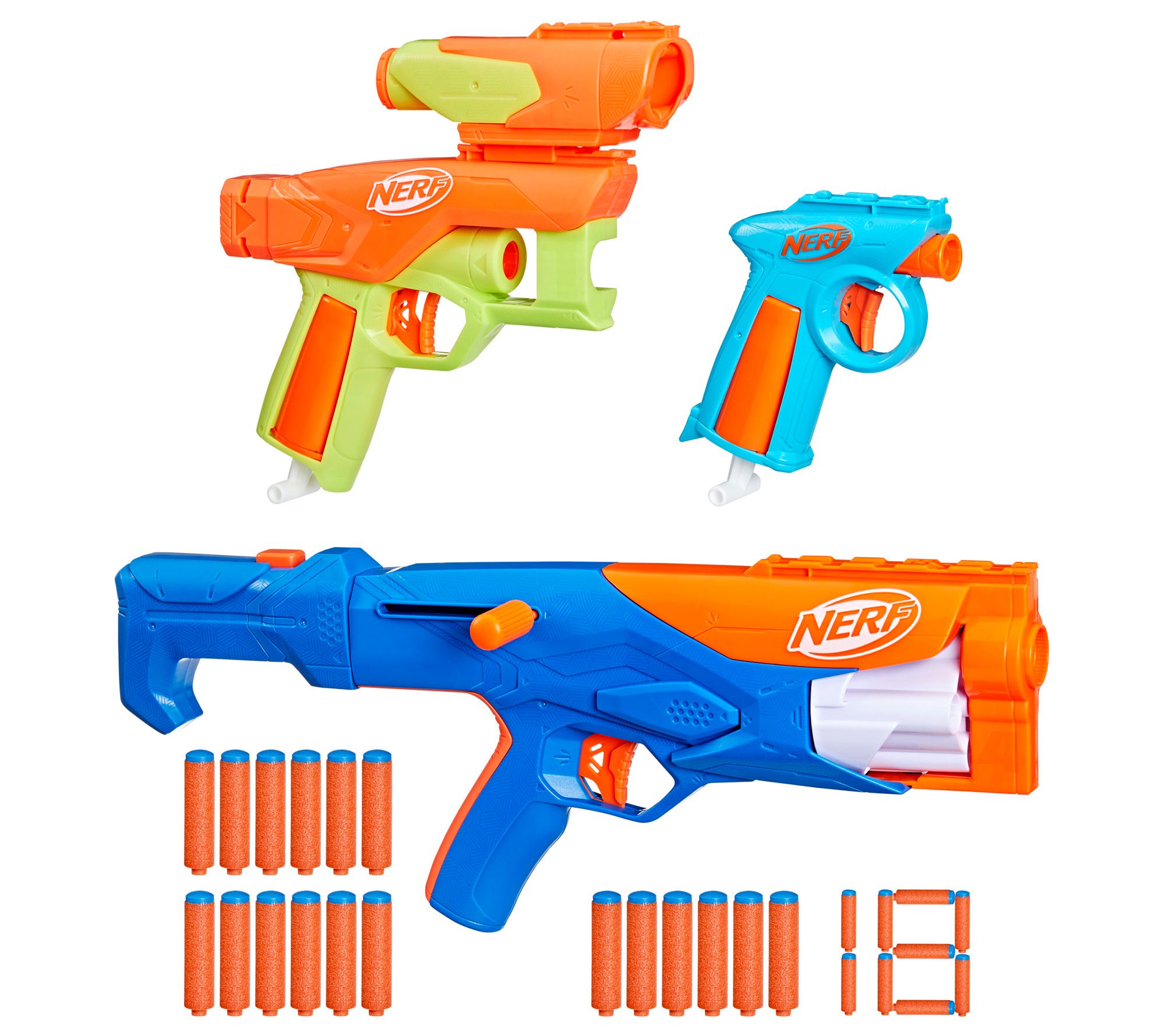 Nerf N Series Gear Up Pack, 3x Blasters, 18 Nerf N1 Darts
