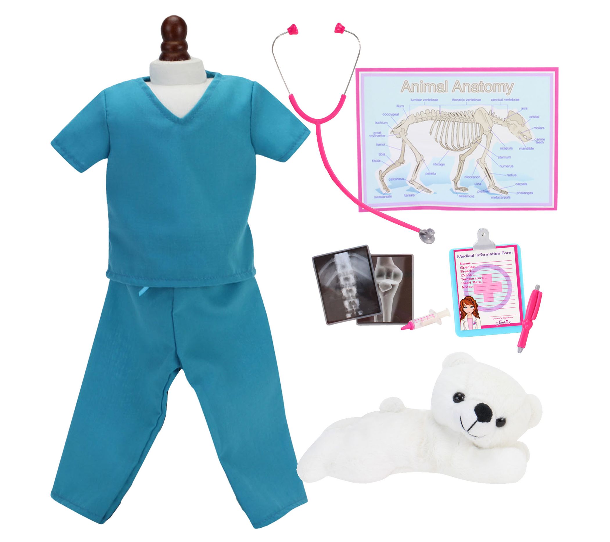 Sophia's 18" Doll Smithsonian Veterinarian Pola r Bear Set