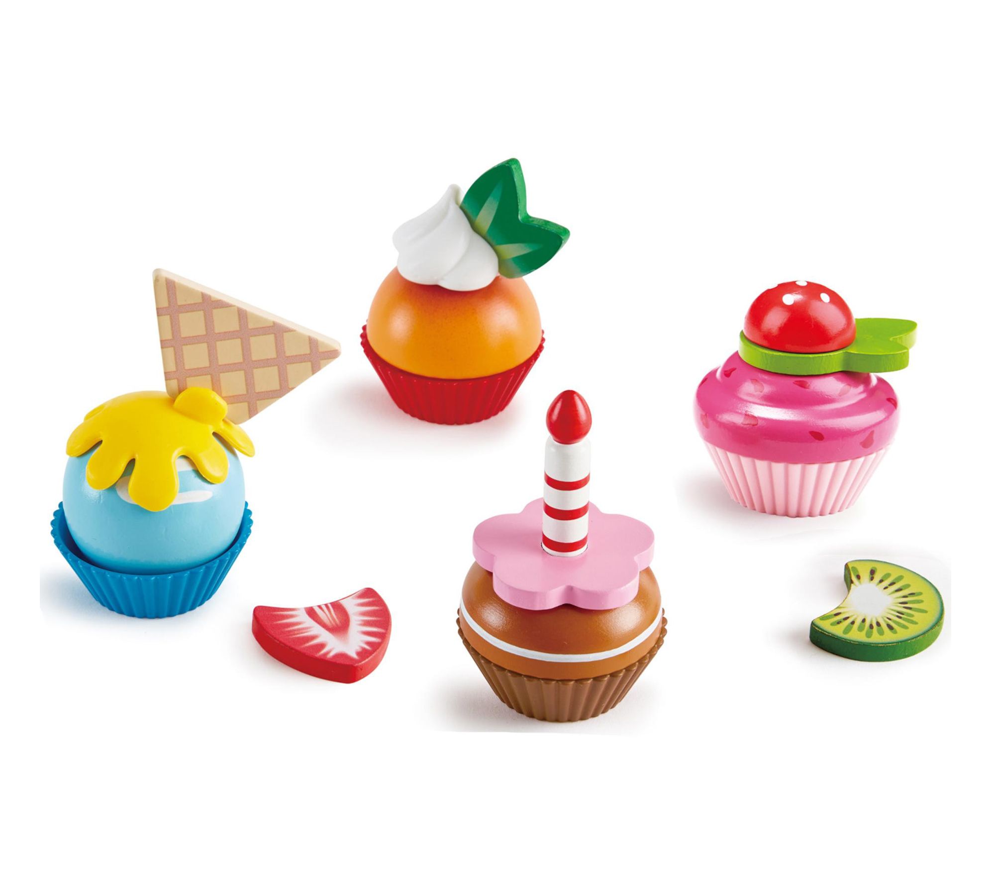 Hape Cupcakes 18pc Colorful Wooden Desserts Pla yset