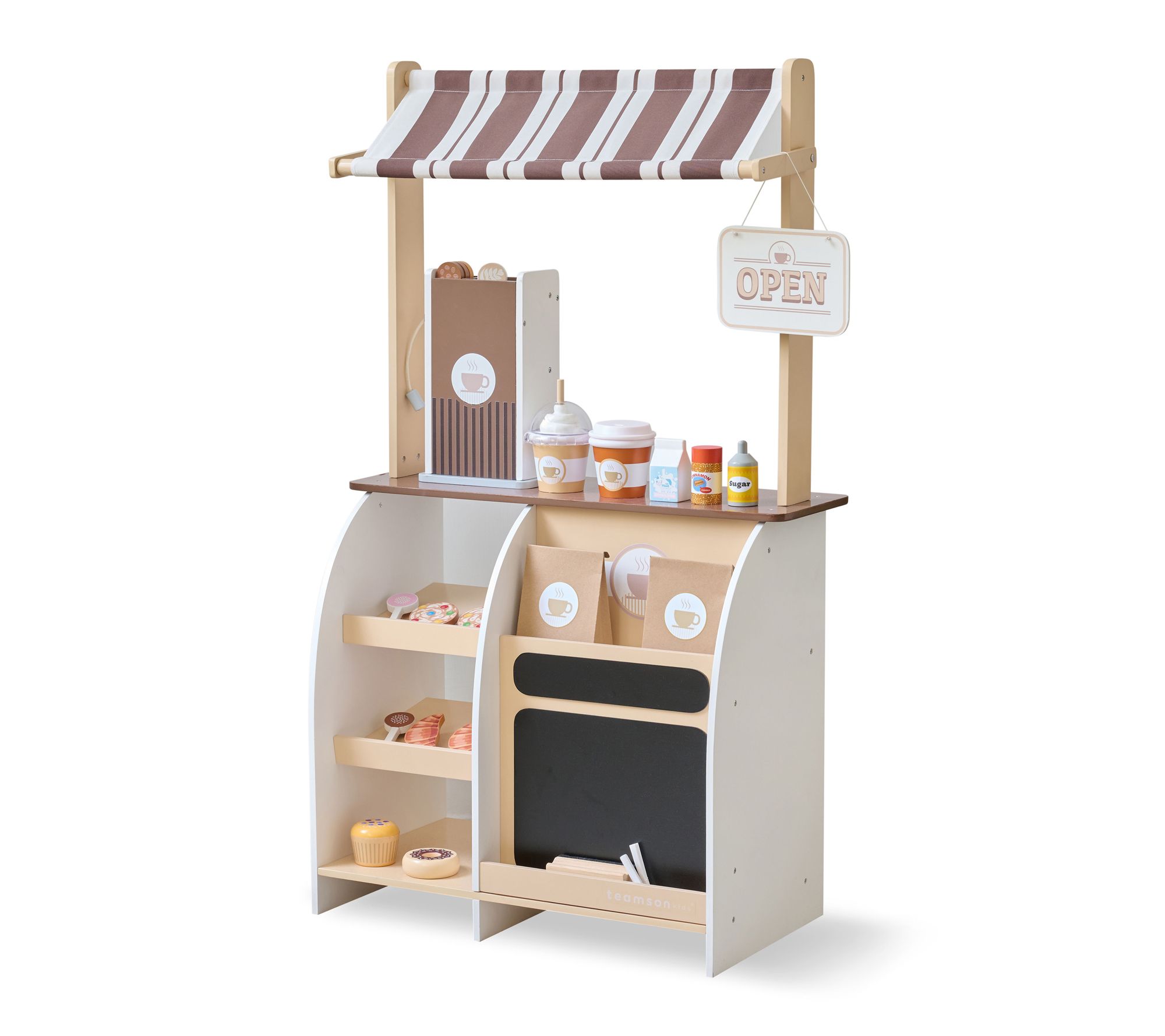 Teamson Kids Wooden Coffee Stand with Accessories