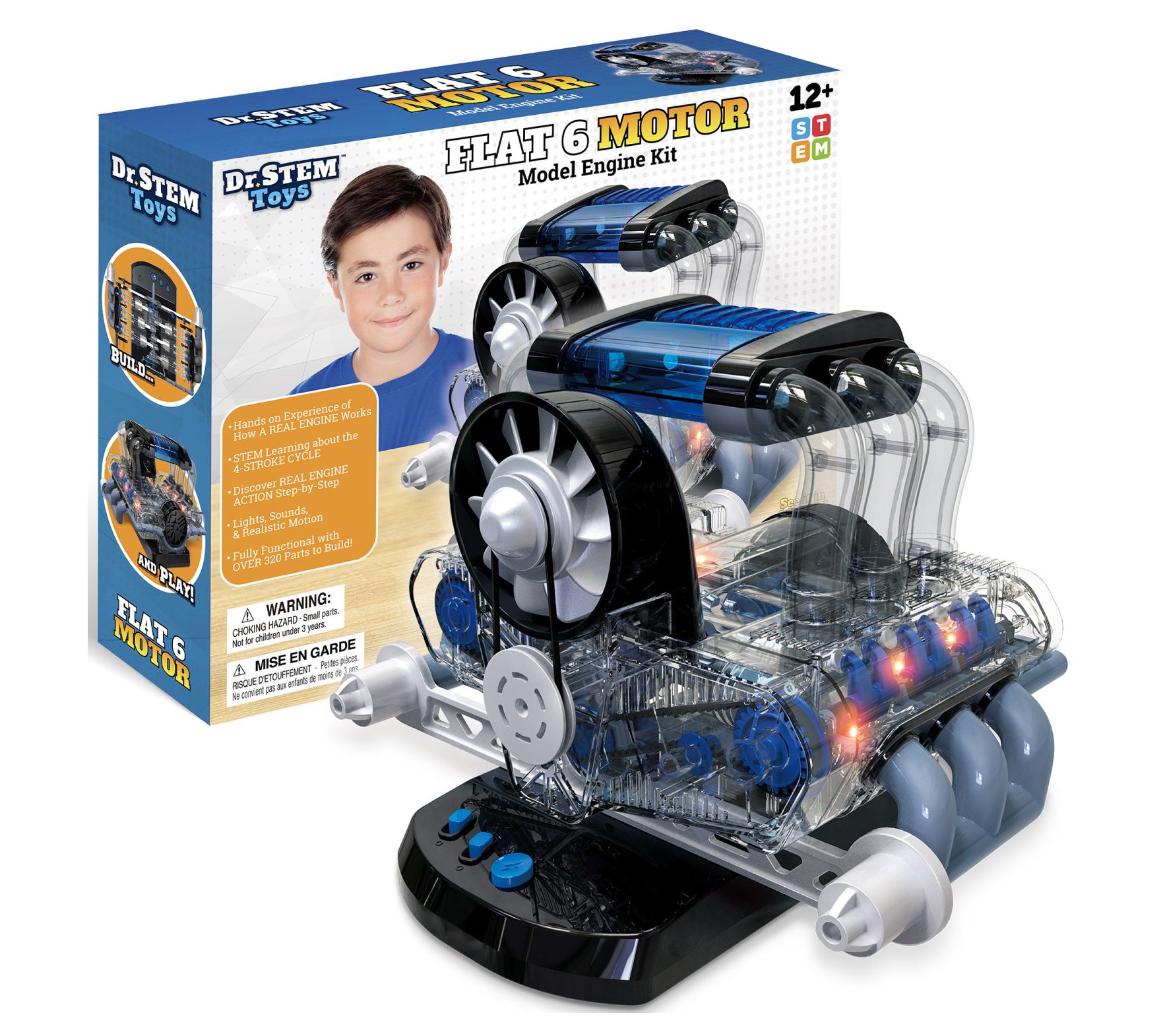 Dr. STEM Flat 6 Motor Kit, 320pc Engine Model w/ Lights/Sound