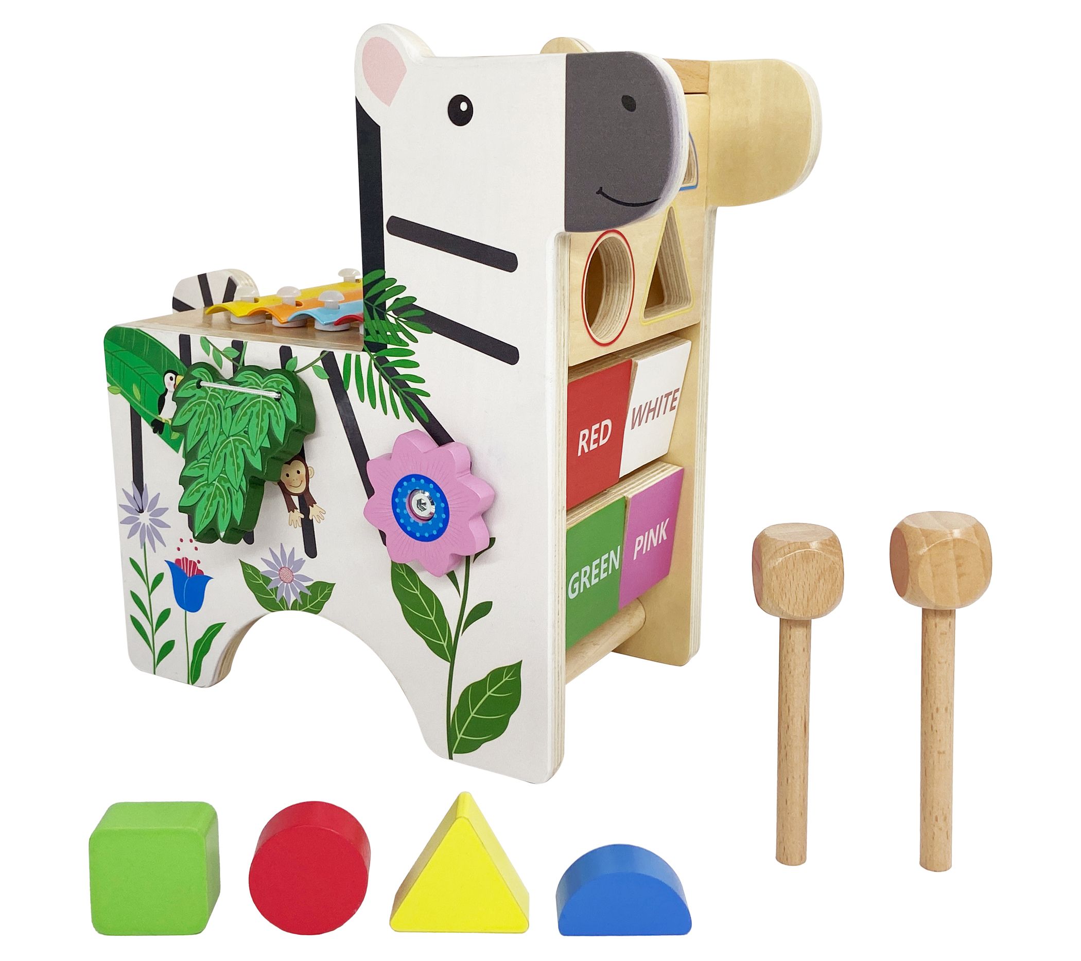 Teamson Kids Toddler Zebra Activity Play Center with Xylophone