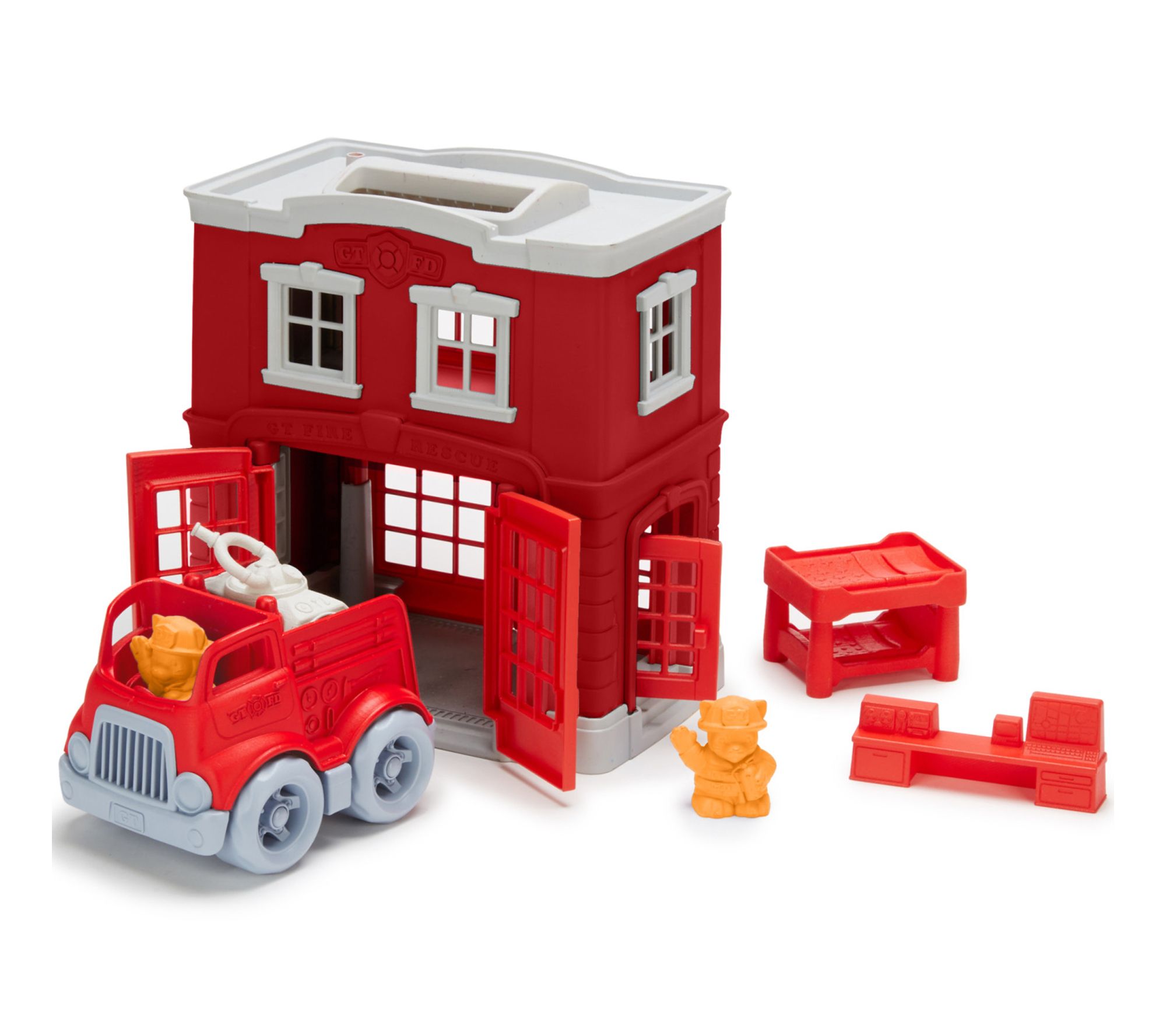 Green Toys: Fire Station Playset - 8pc Emergency Toy Set