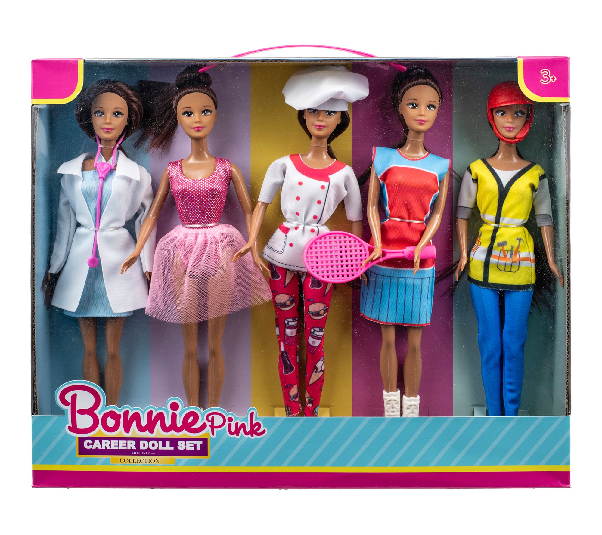 Bonnie Pink 5 Pack Ethnic Career Doll Set