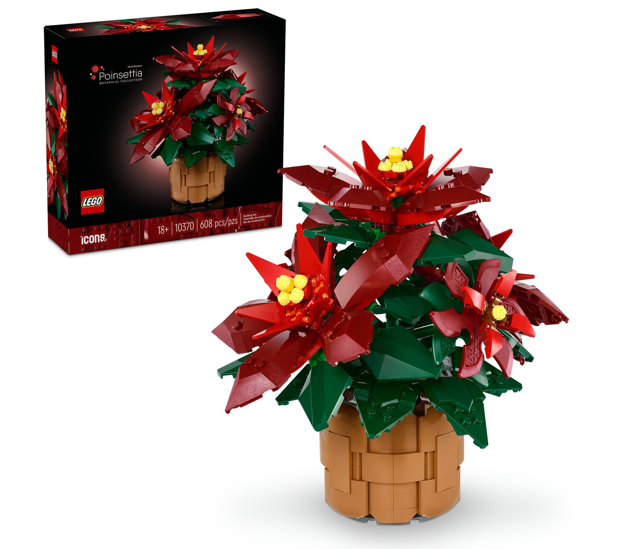  LEGO Icons Poinsettia Plant Decor 608-PieceBuilding Set