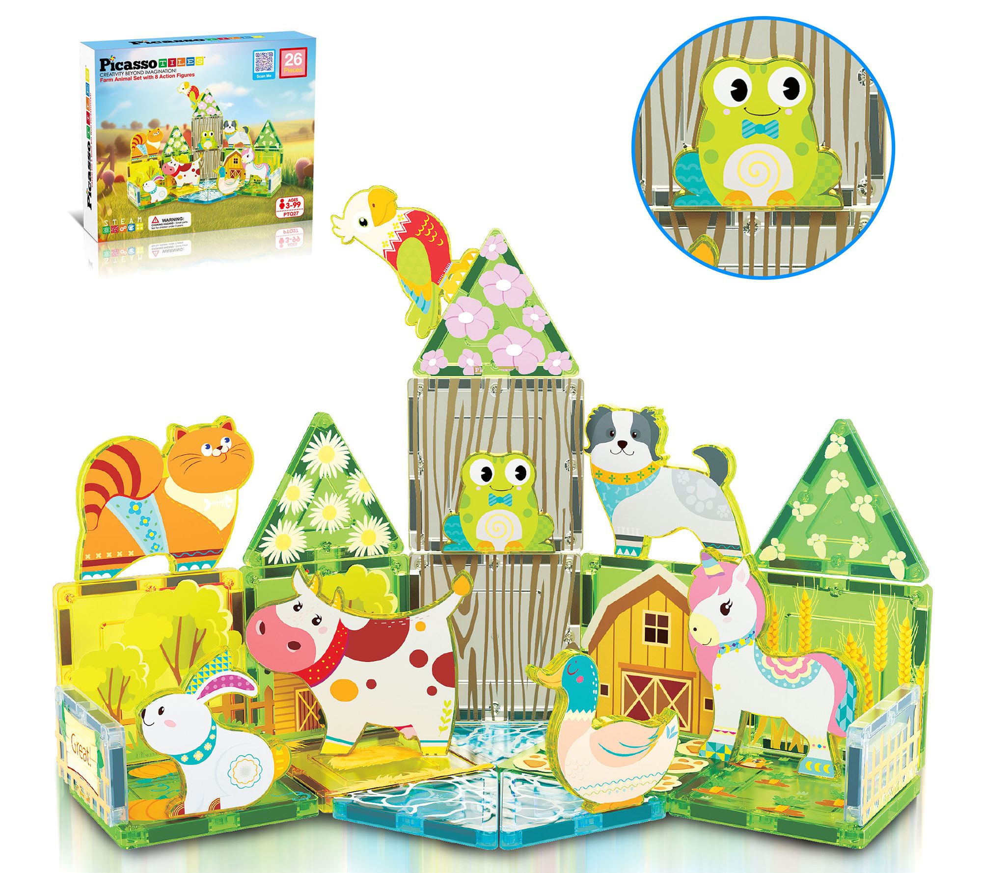 PicassoTiles 26 Pcs Fall-Themed Magnet Tile Building Set