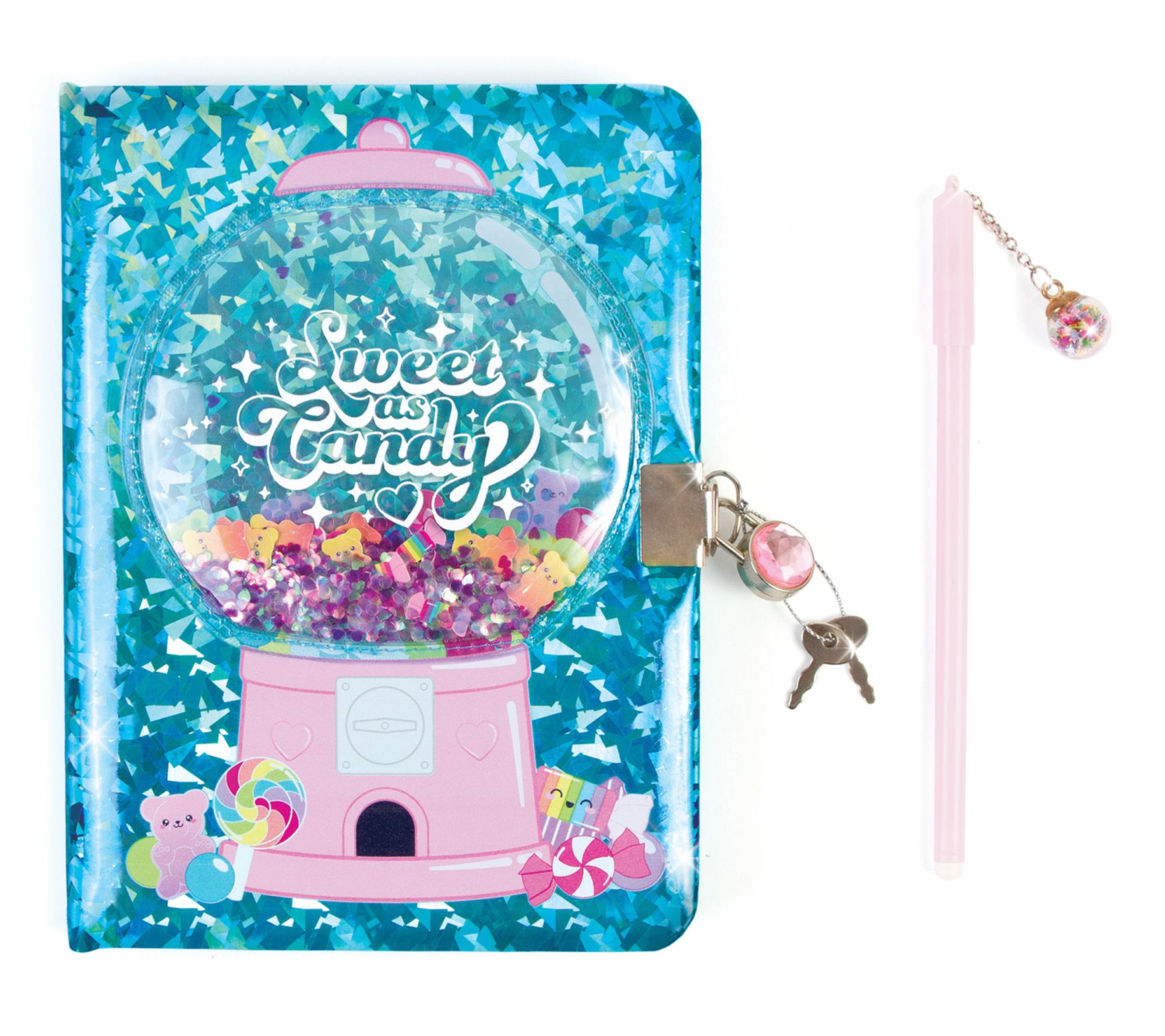 3C4G: Bubble Gum Glitter Locking Journal With Pen